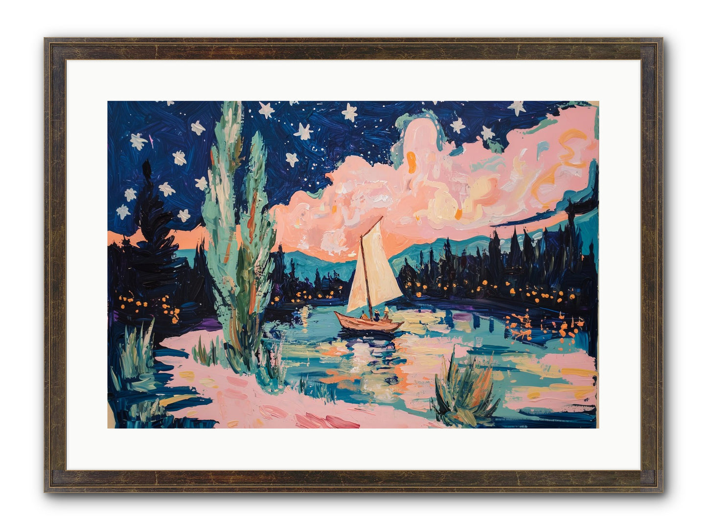 Summer Sails No. 1 Framed Print - Slimwoods Black/Gold 24x16