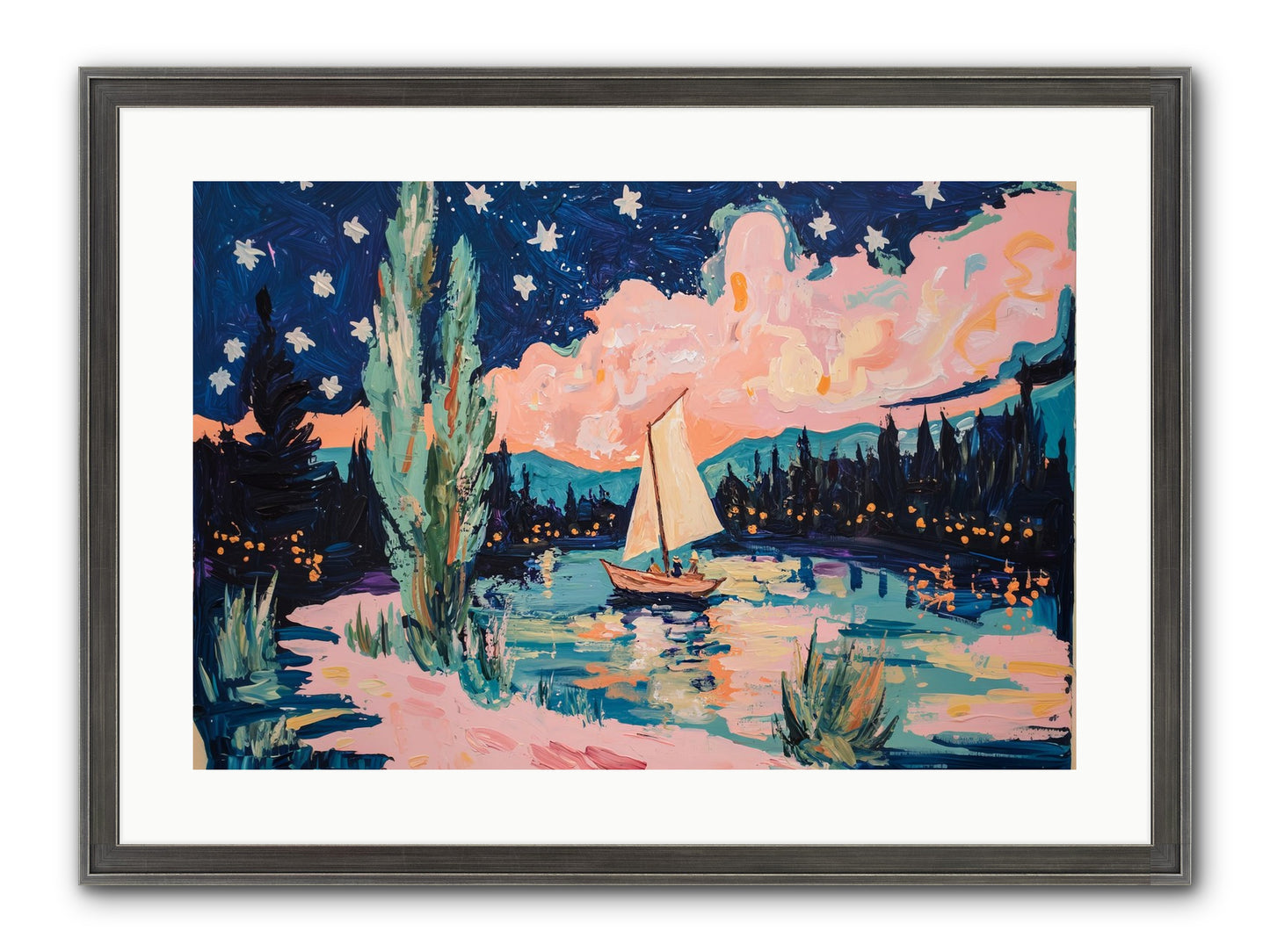 Summer Sails No. 1 Framed Print - Slimwoods Black/Silver 24x16