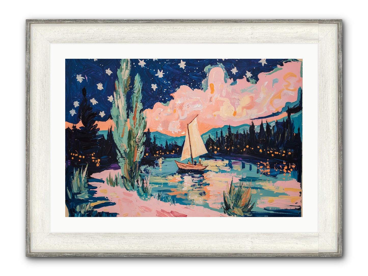 Summer Sails No. 1 Framed Print - Driftwood White 30x20