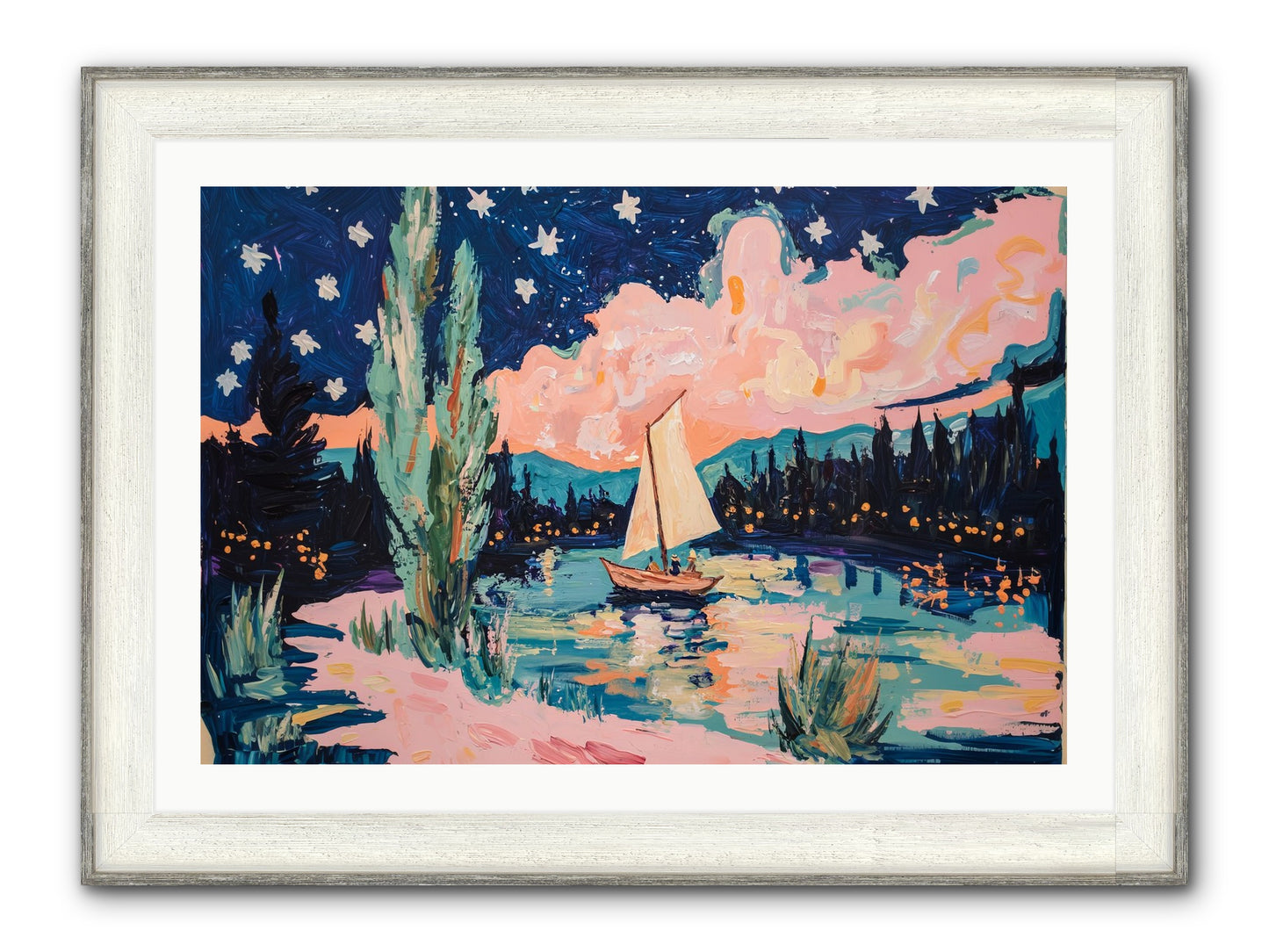 Summer Sails No. 1 Framed Print - Driftwood White 36x24