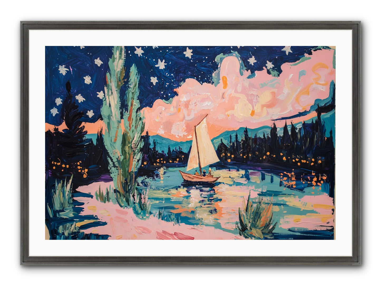 Summer Sails No. 1 Framed Print - Slimwoods Black/Silver 36x24