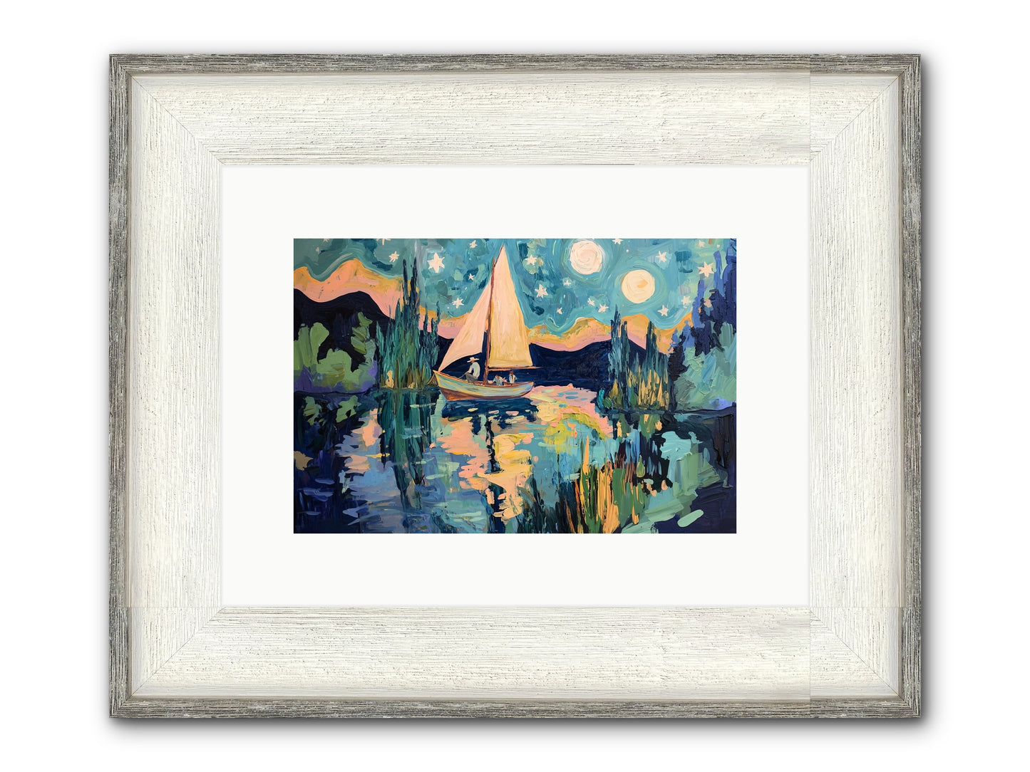 Summer Sails No. 2 Framed Print - Driftwood White 12x8