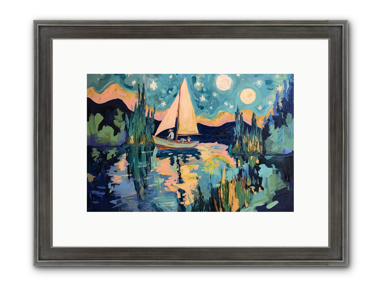 Summer Sails No. 2 Framed Print - Slimwoods Black/Silver 12x8