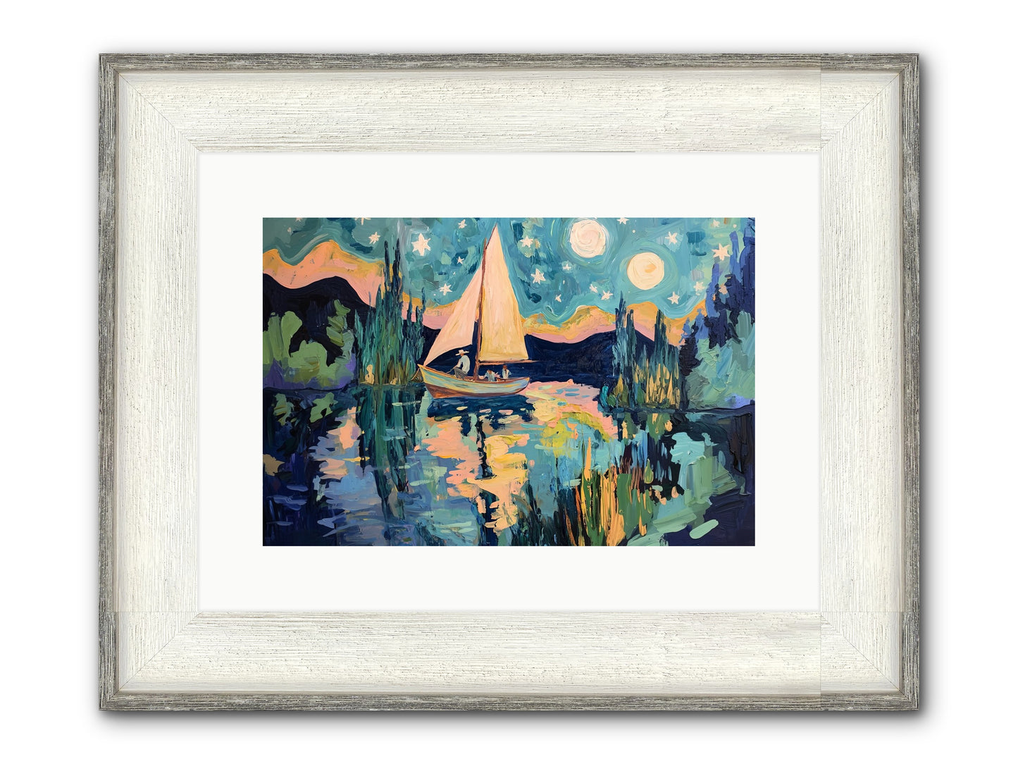 Summer Sails No. 2 Framed Print - Driftwood White 15x10