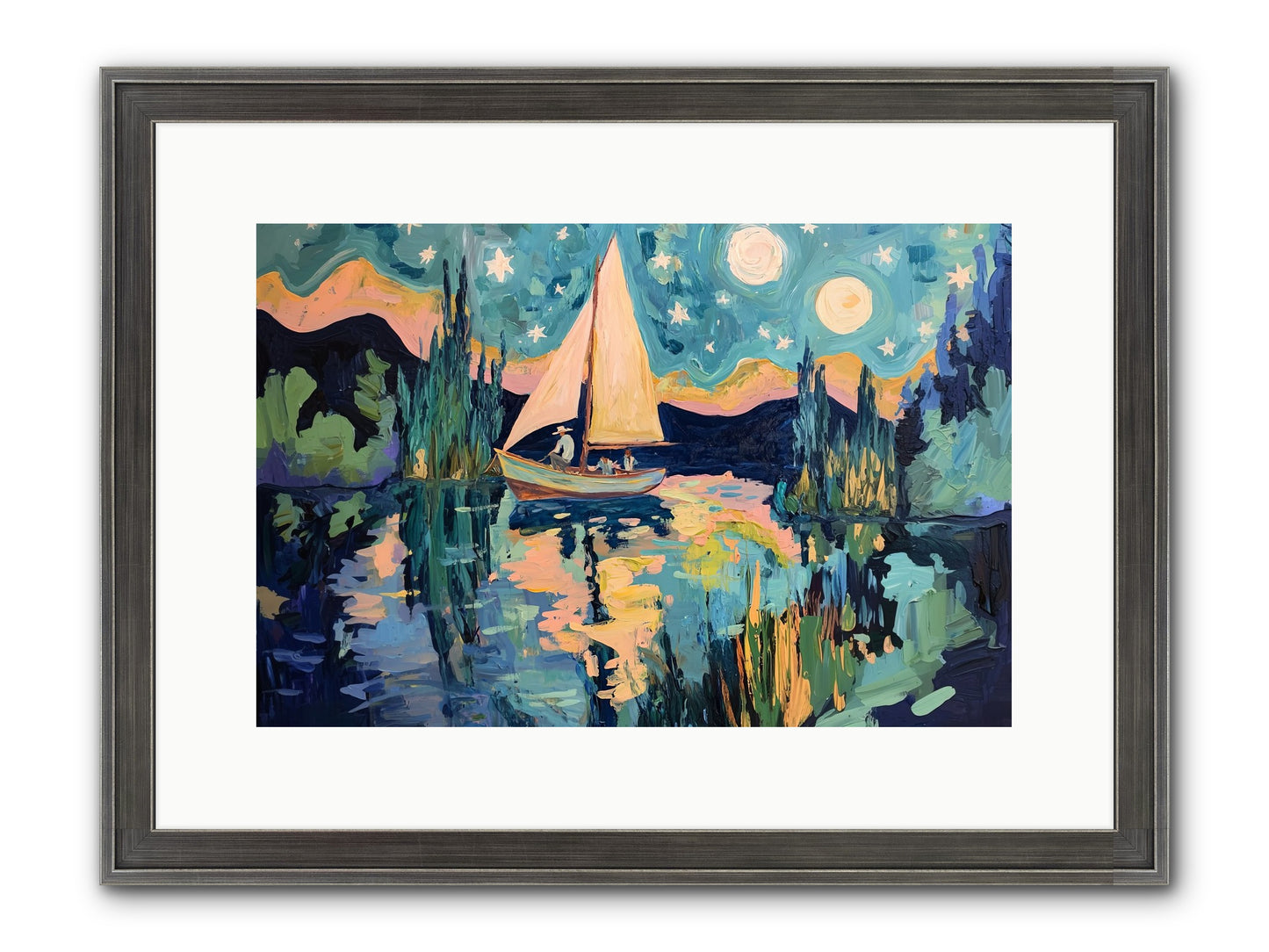 Summer Sails No. 2 Framed Print - Slimwoods Black/Silver 15x10