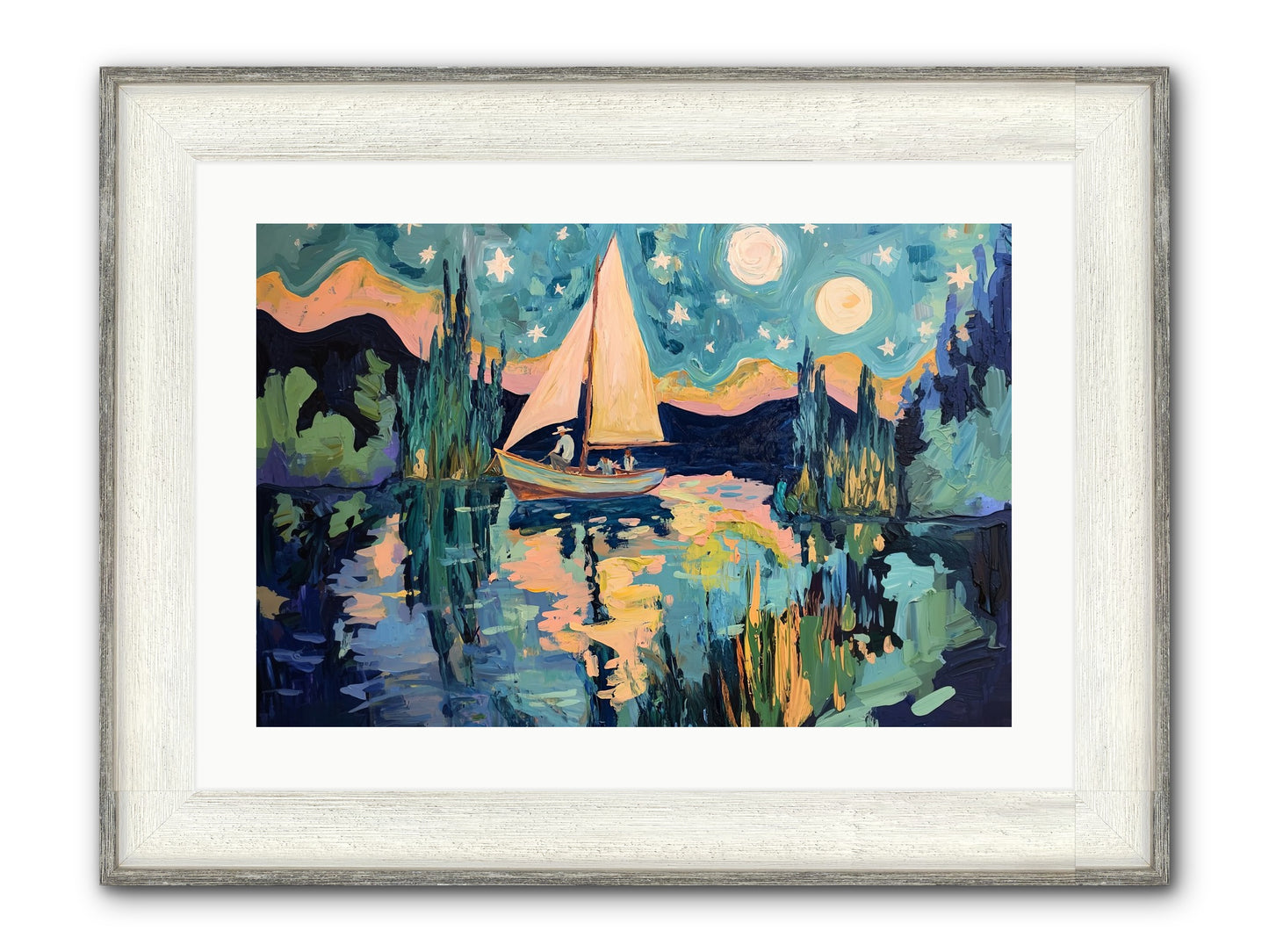 Summer Sails No. 2 Framed Print - Driftwood White 24x16