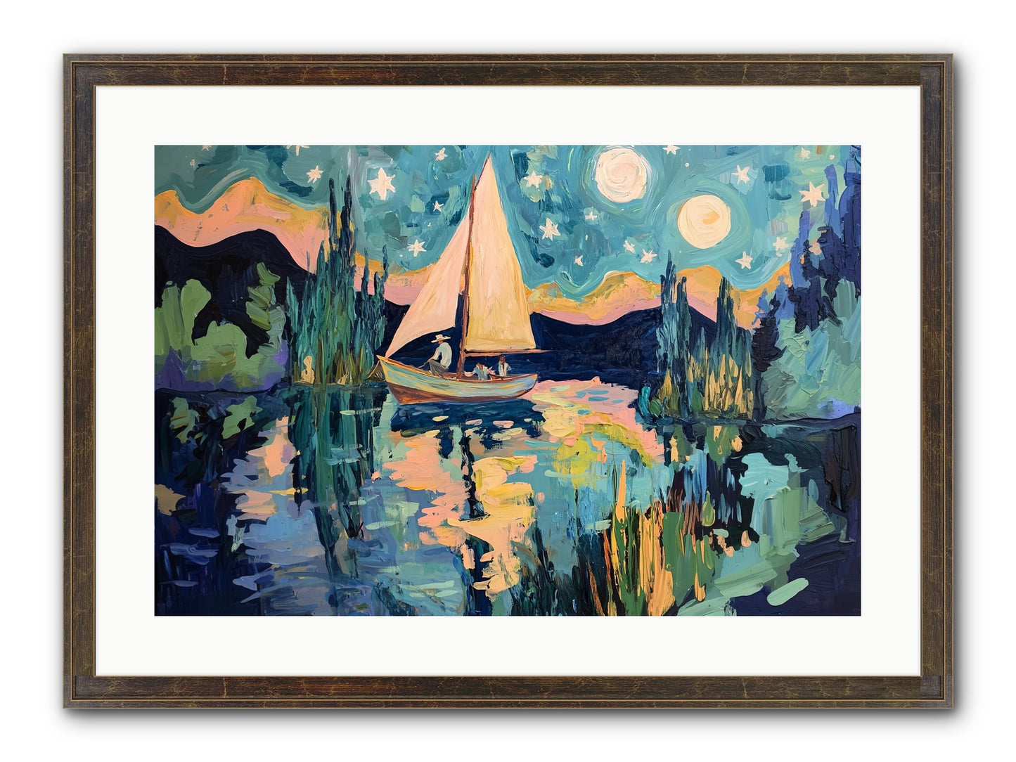 Summer Sails No. 2 Framed Print - Slimwoods Black/Gold 24x16