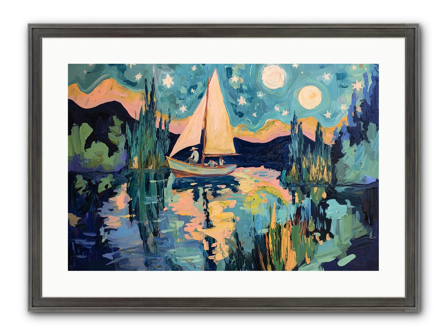 Summer Sails No. 2 Framed Print - Slimwoods Black/Silver 24x16