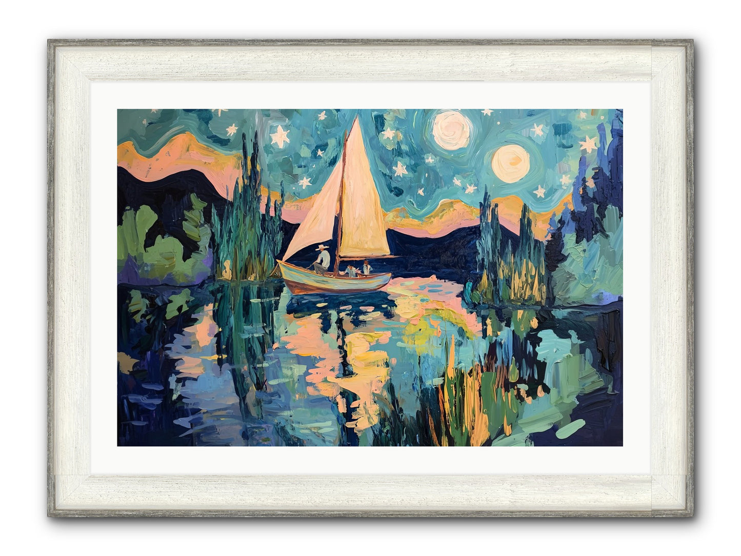 Summer Sails No. 2 Framed Print - Driftwood White 36x24