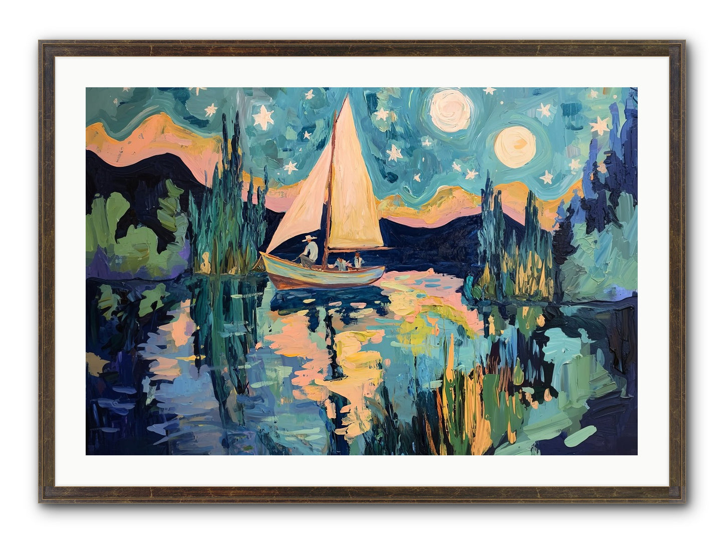Summer Sails No. 2 Framed Print - Slimwoods Black/Gold 36x24