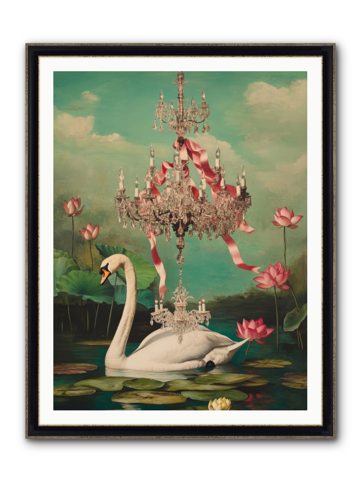 Summer Speaks French No.1 Framed Print - Black & Gold 36x48