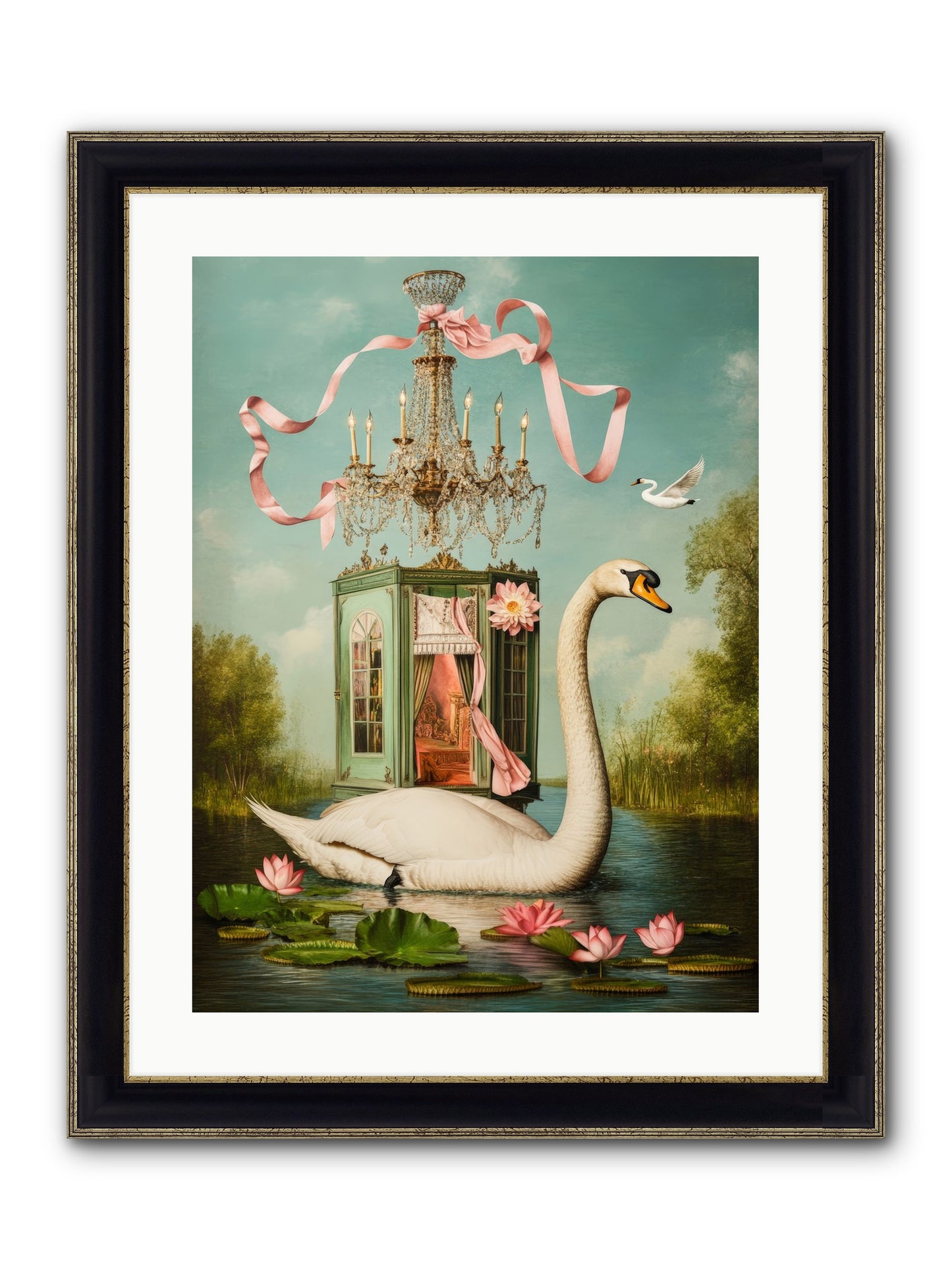 Summer Speaks French No.2 Framed Print - Black & Gold 18x24