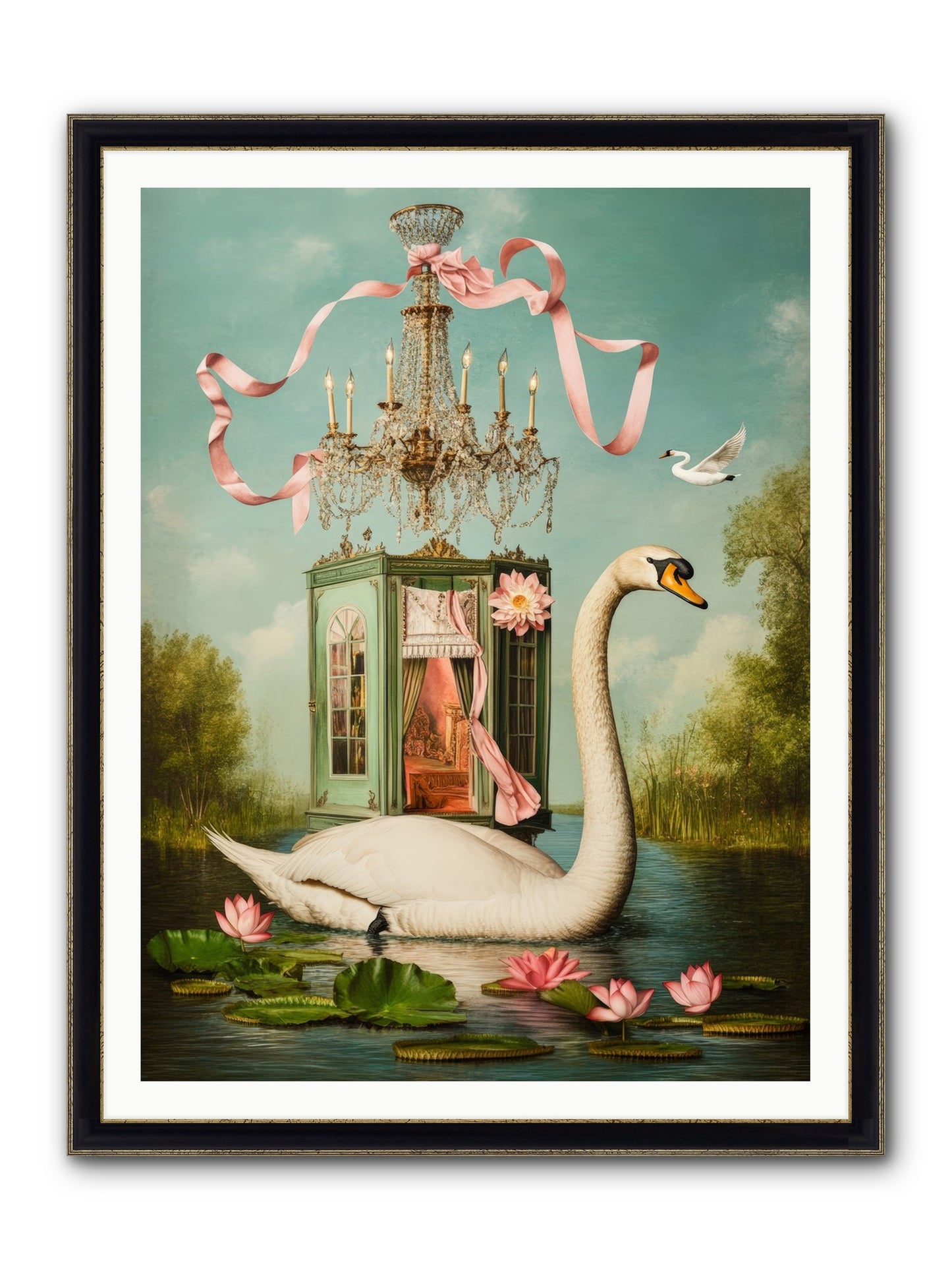Summer Speaks French No.2 Framed Print - Black & Gold 36x48