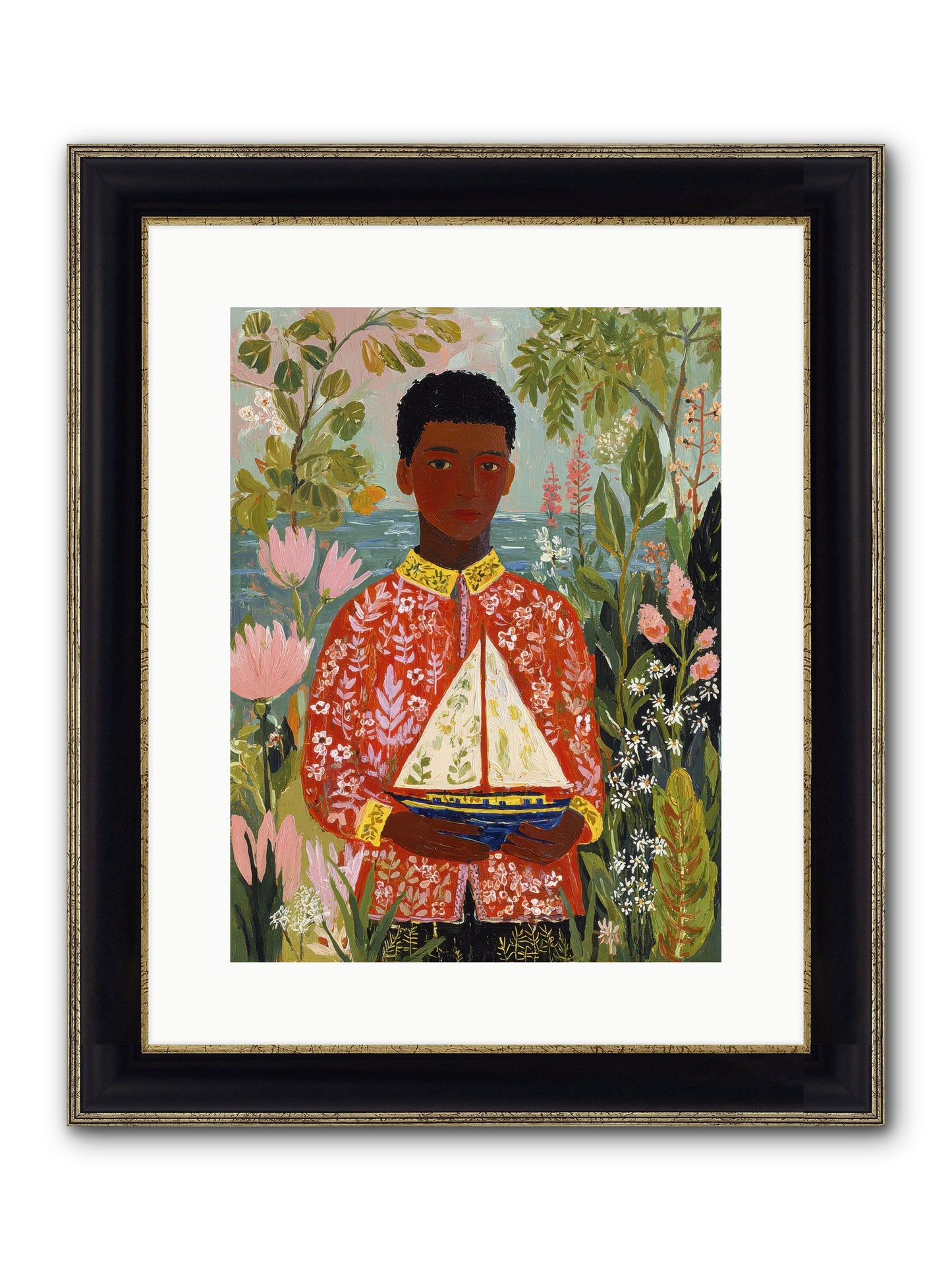 Summer Visitors Framed Print - Black & Gold 12x16
