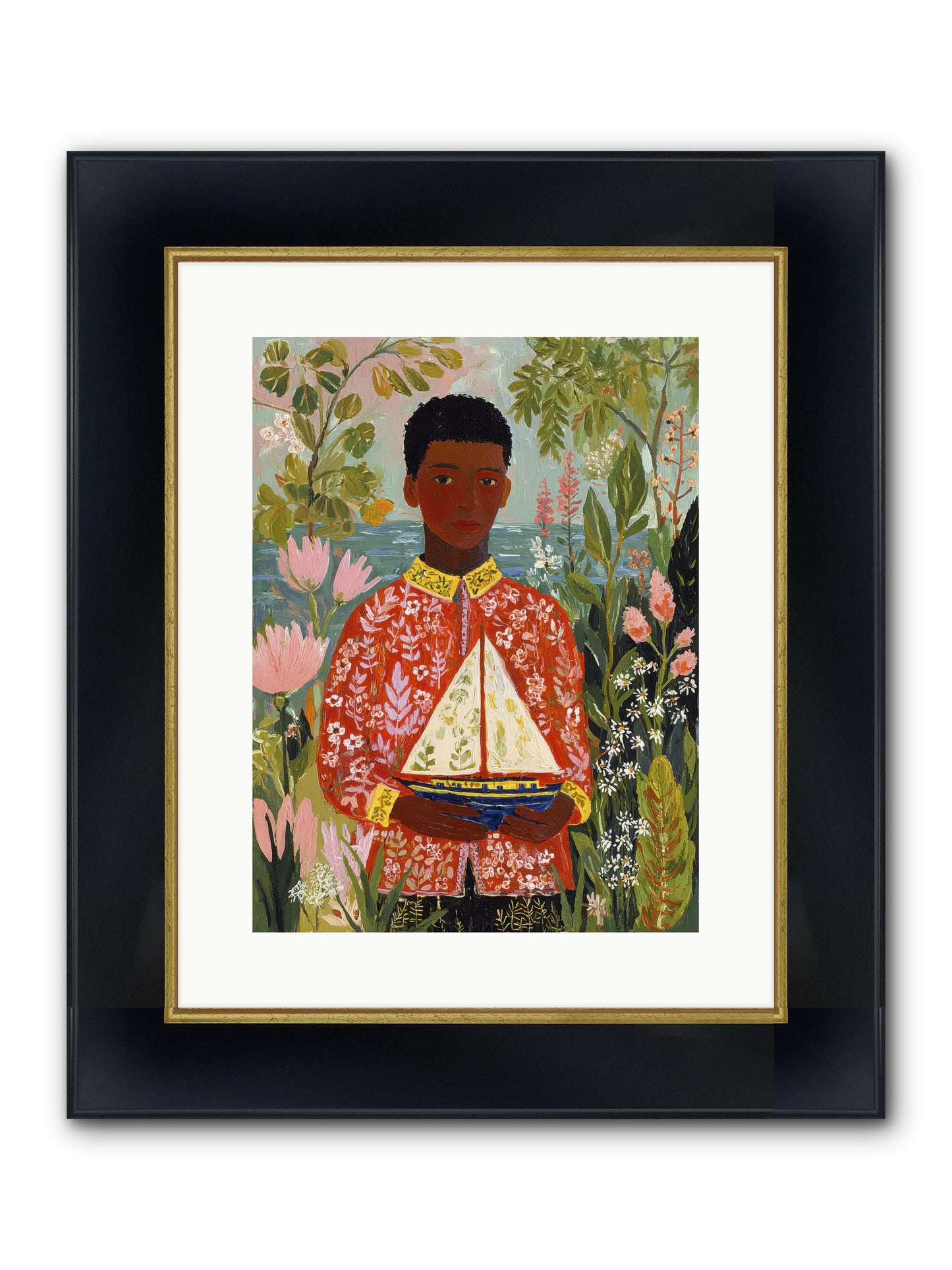 Summer Visitors Framed Print - Wide Black w/Gold 12x16
