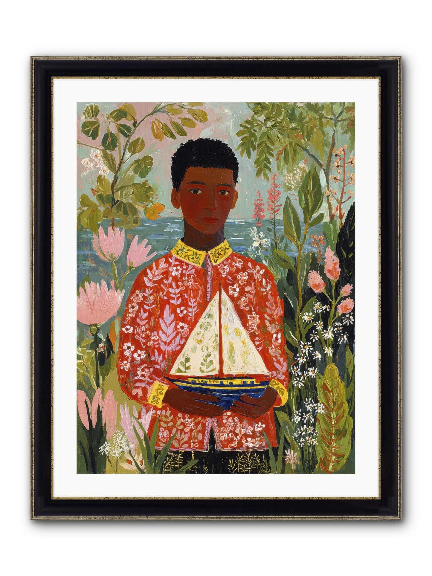 Summer Visitors Framed Print - Black & Gold 24x32