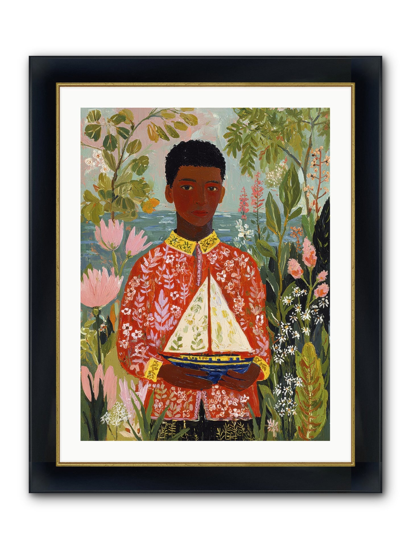 Summer Visitors Framed Print - Wide Black w/Gold 24x32