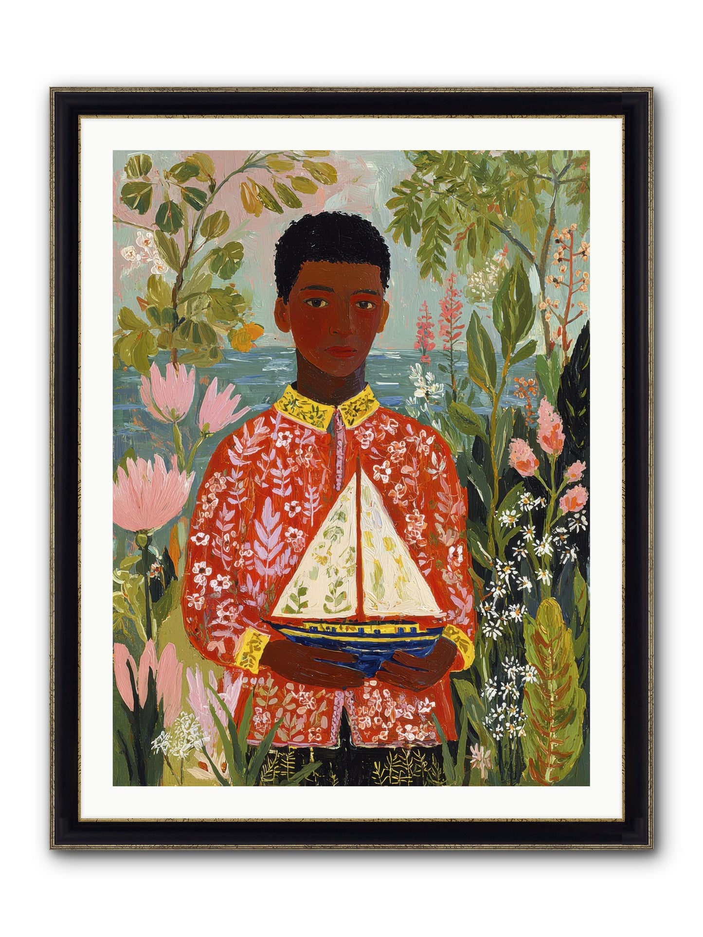 Summer Visitors Framed Print - Black & Gold 30x40
