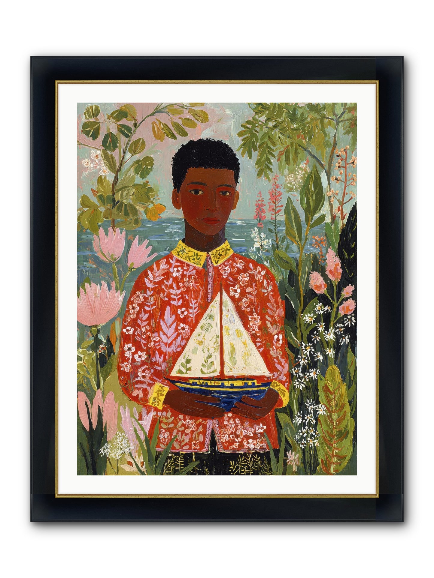 Summer Visitors Framed Print - Wide Black w/Gold 30x40