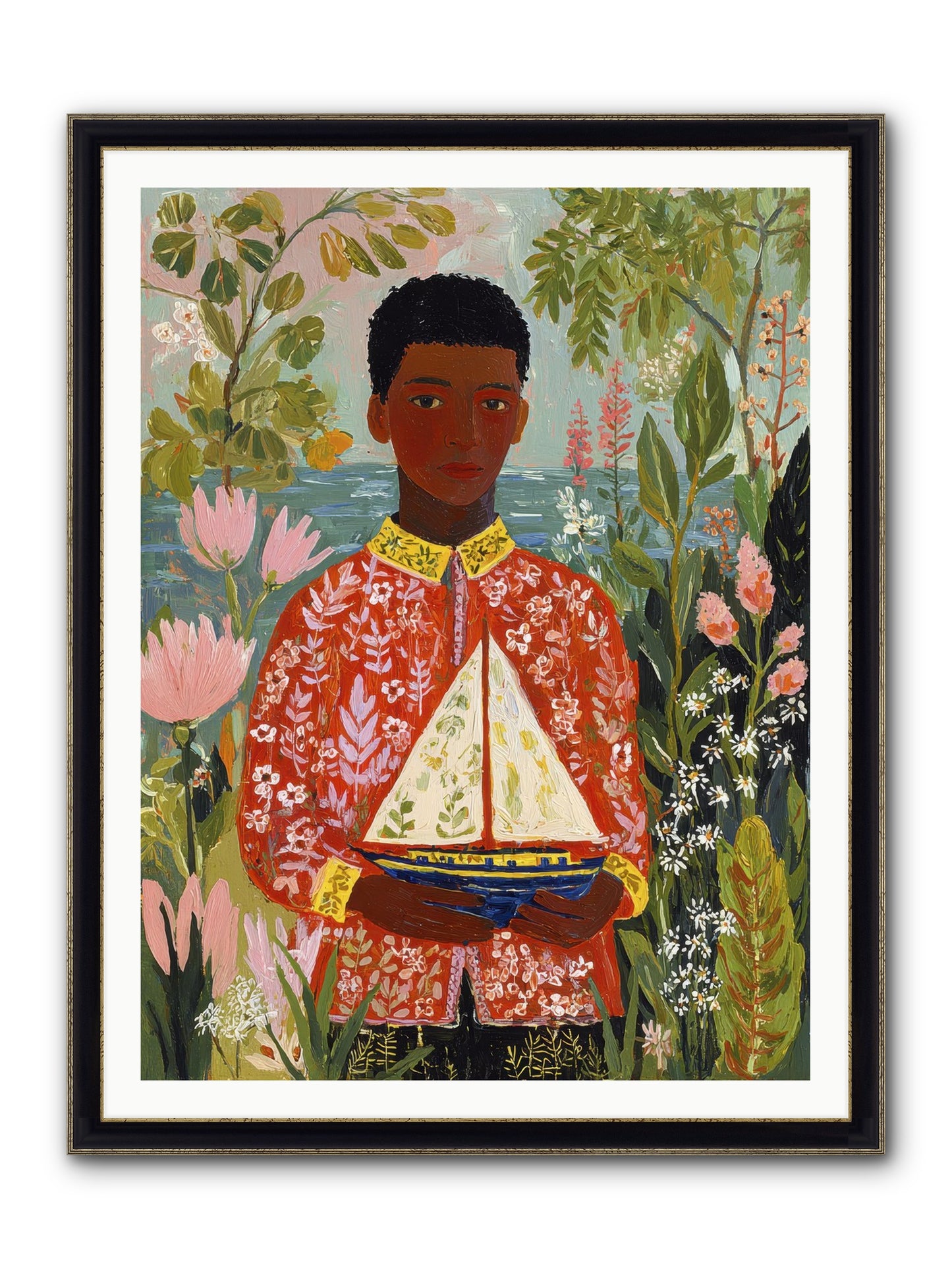 Summer Visitors Framed Print - Black & Gold 36x48