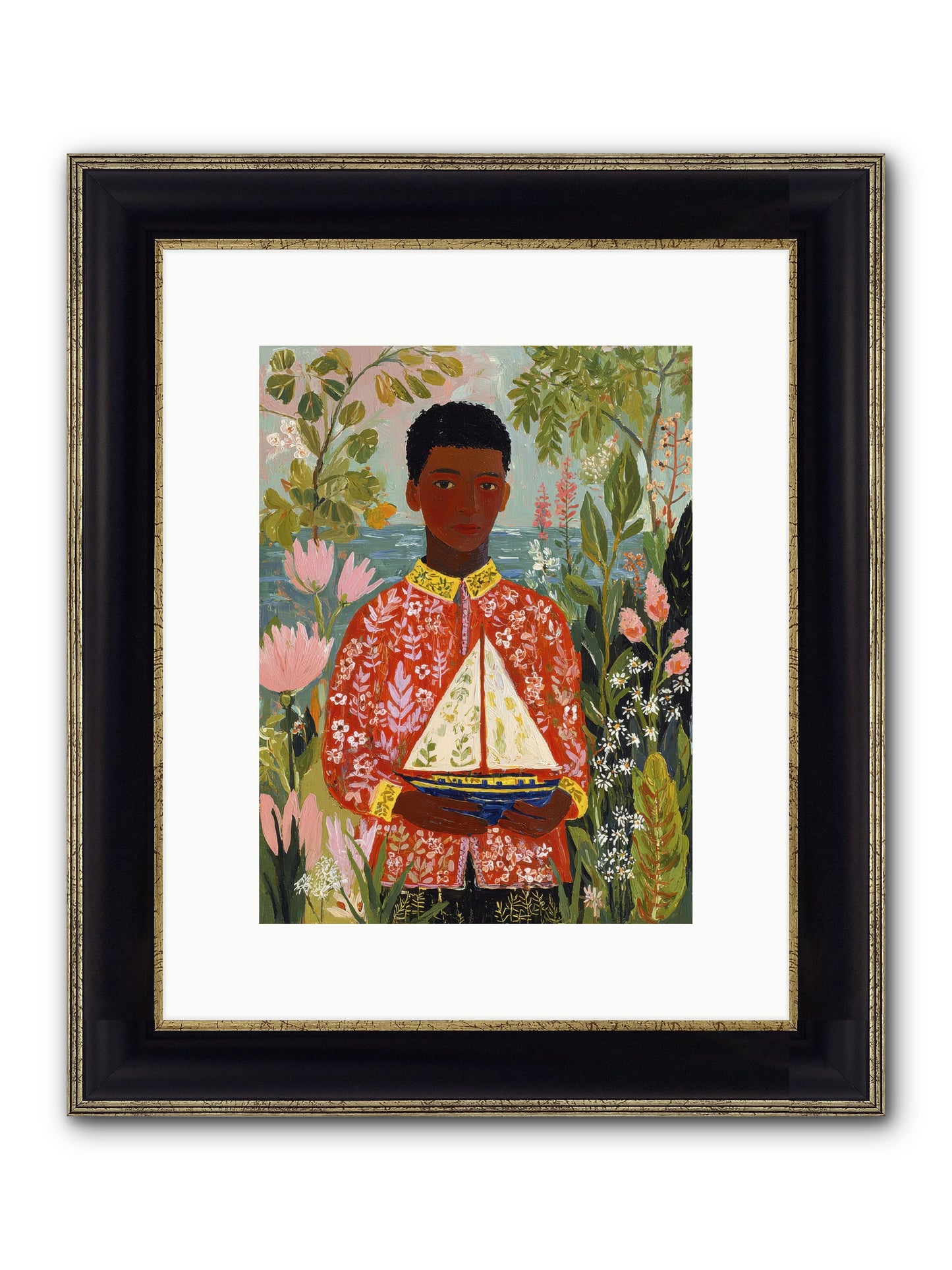 Summer Visitors Framed Print - Black & Gold 9x12