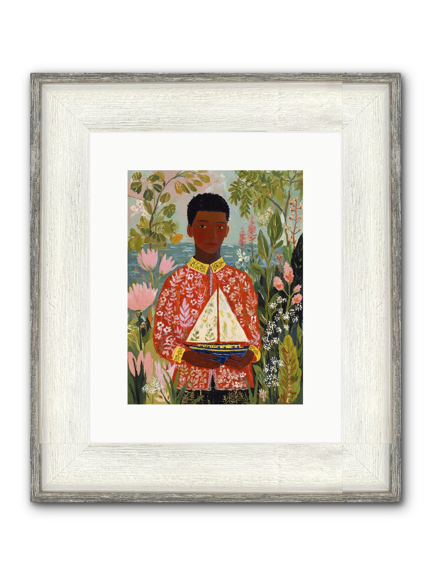 Summer Visitors Framed Print - Driftwood White 9x12