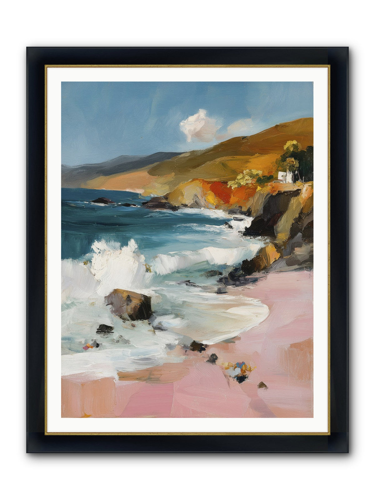 Summer Winds Framed Print - Wide Black w/Gold 36x48