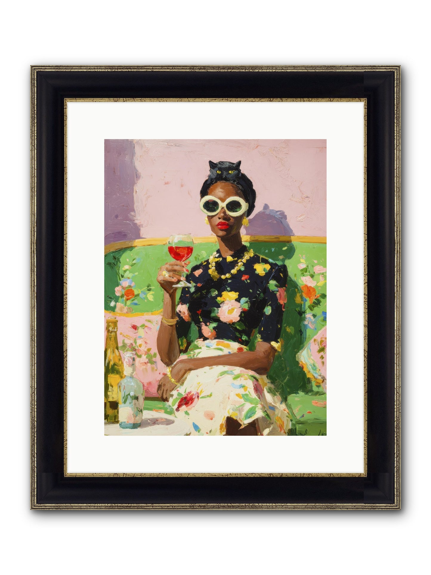 Summer With Her Shadow Framed Print - Black & Gold 12x16