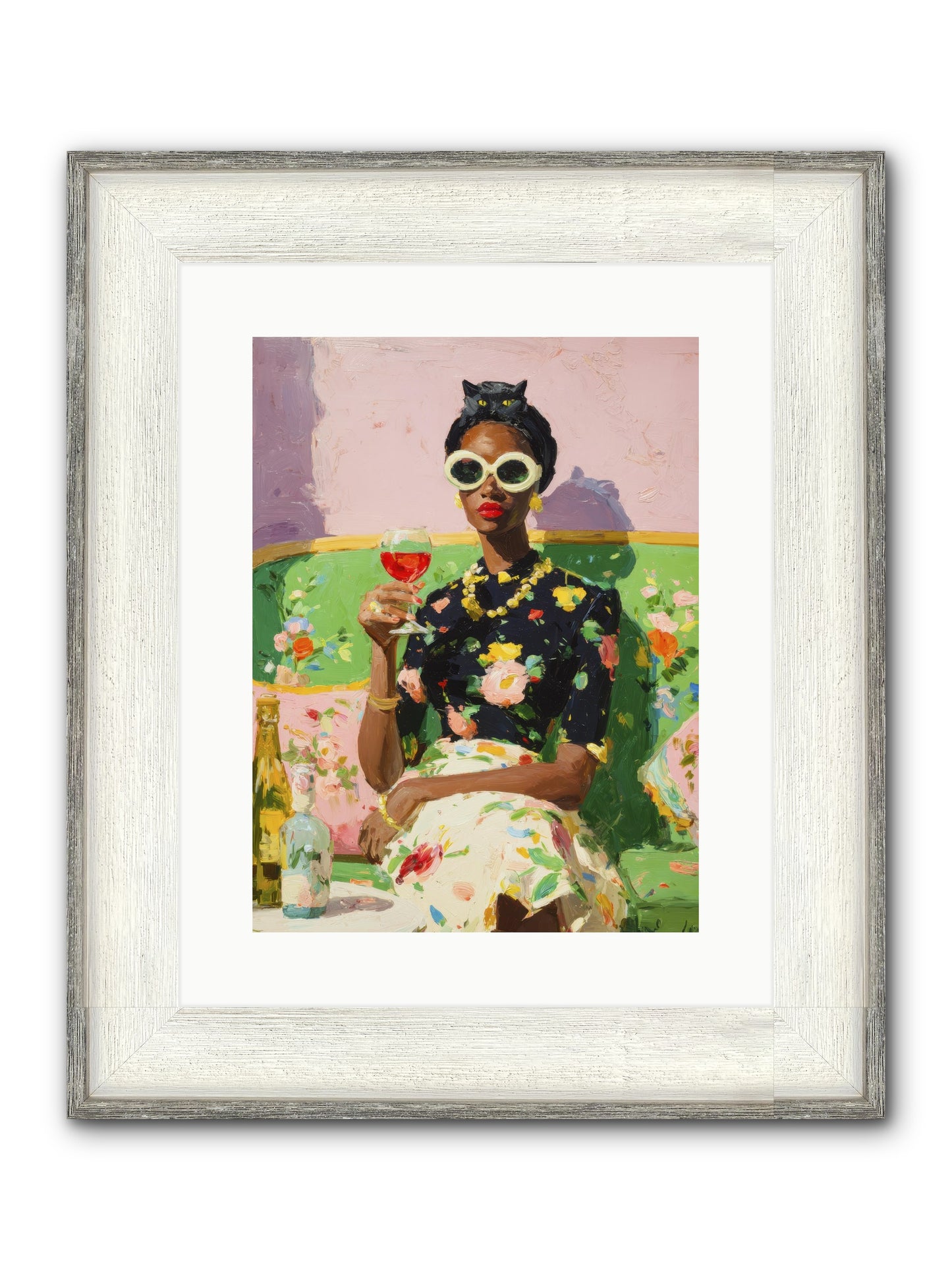Summer With Her Shadow Framed Print - Driftwood White 12x16