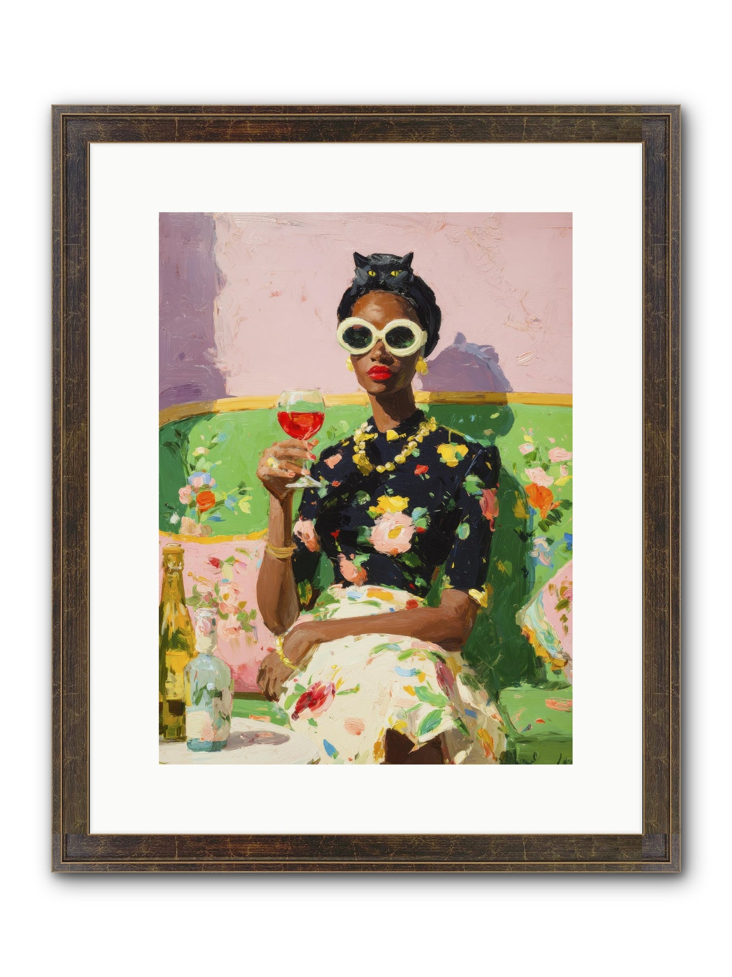 Summer With Her Shadow Framed Print - Slimwoods Black/Gold 12x16