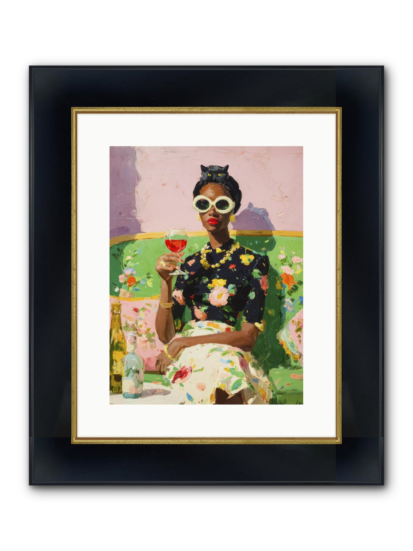 Summer With Her Shadow Framed Print - Wide Black w/Gold 12x16