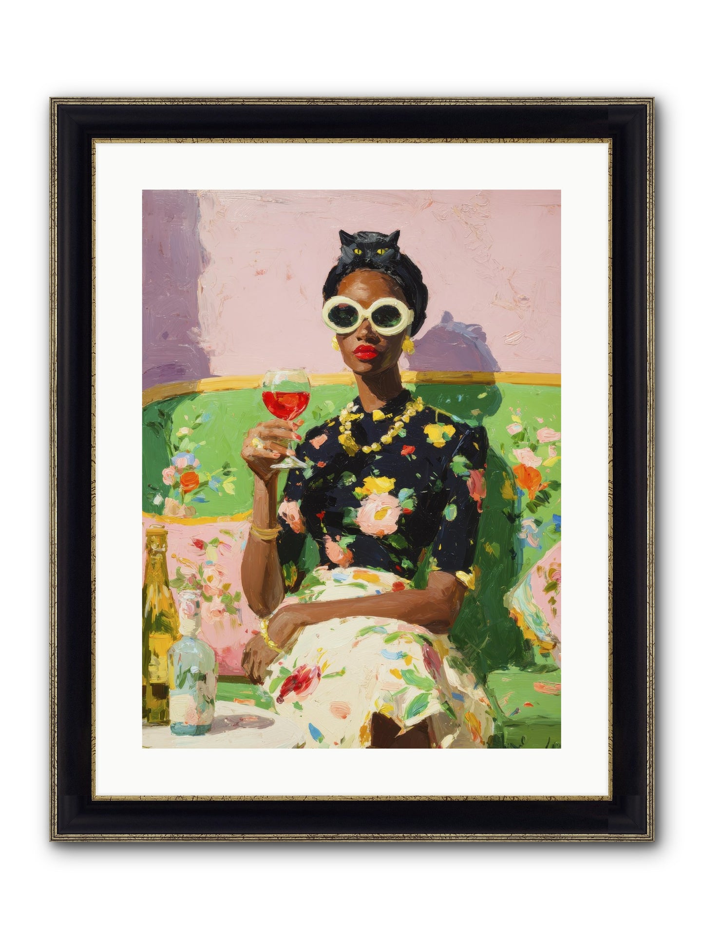 Summer With Her Shadow Framed Print - Black & Gold 18x24