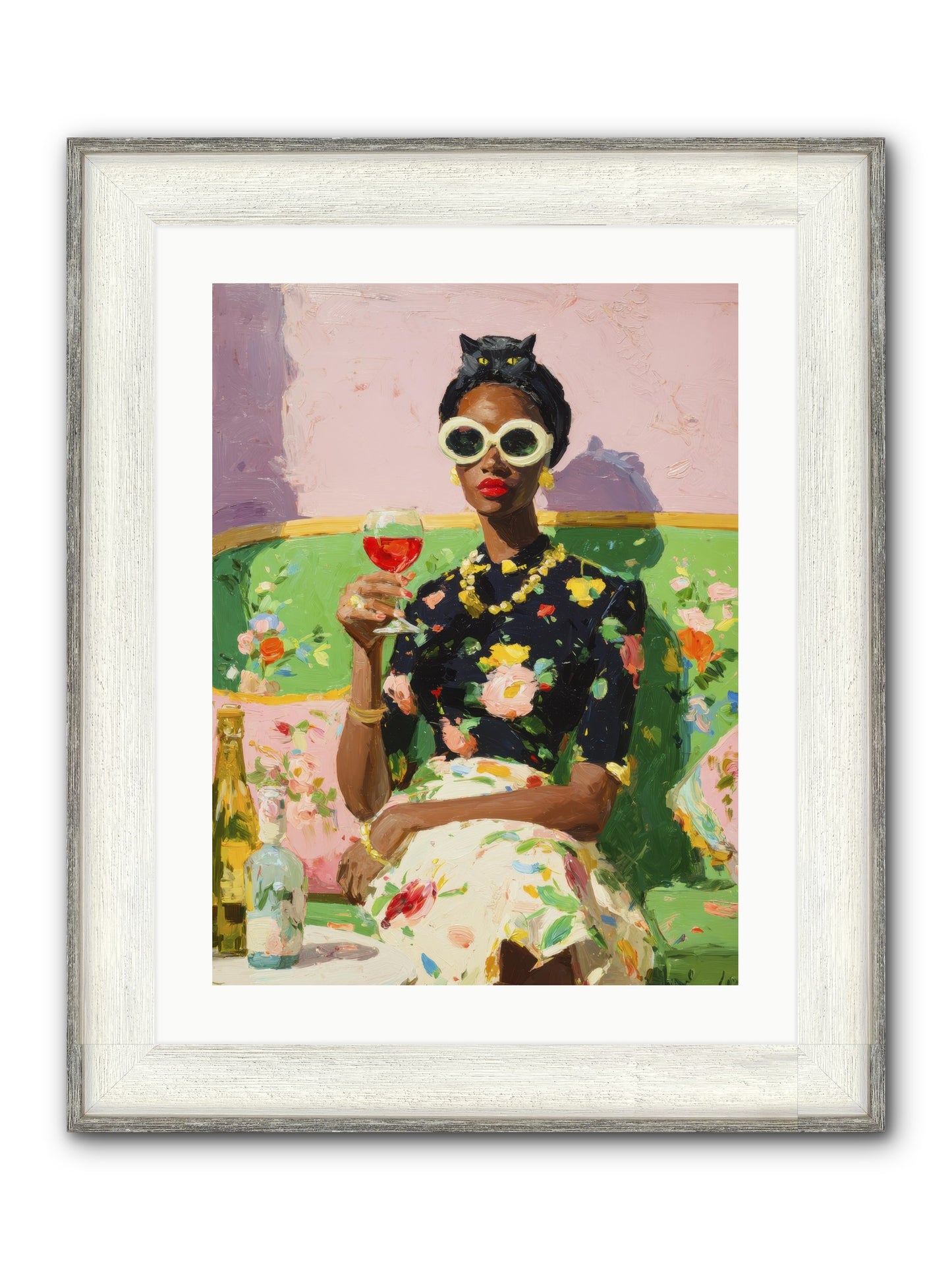 Summer With Her Shadow Framed Print - Driftwood White 18x24