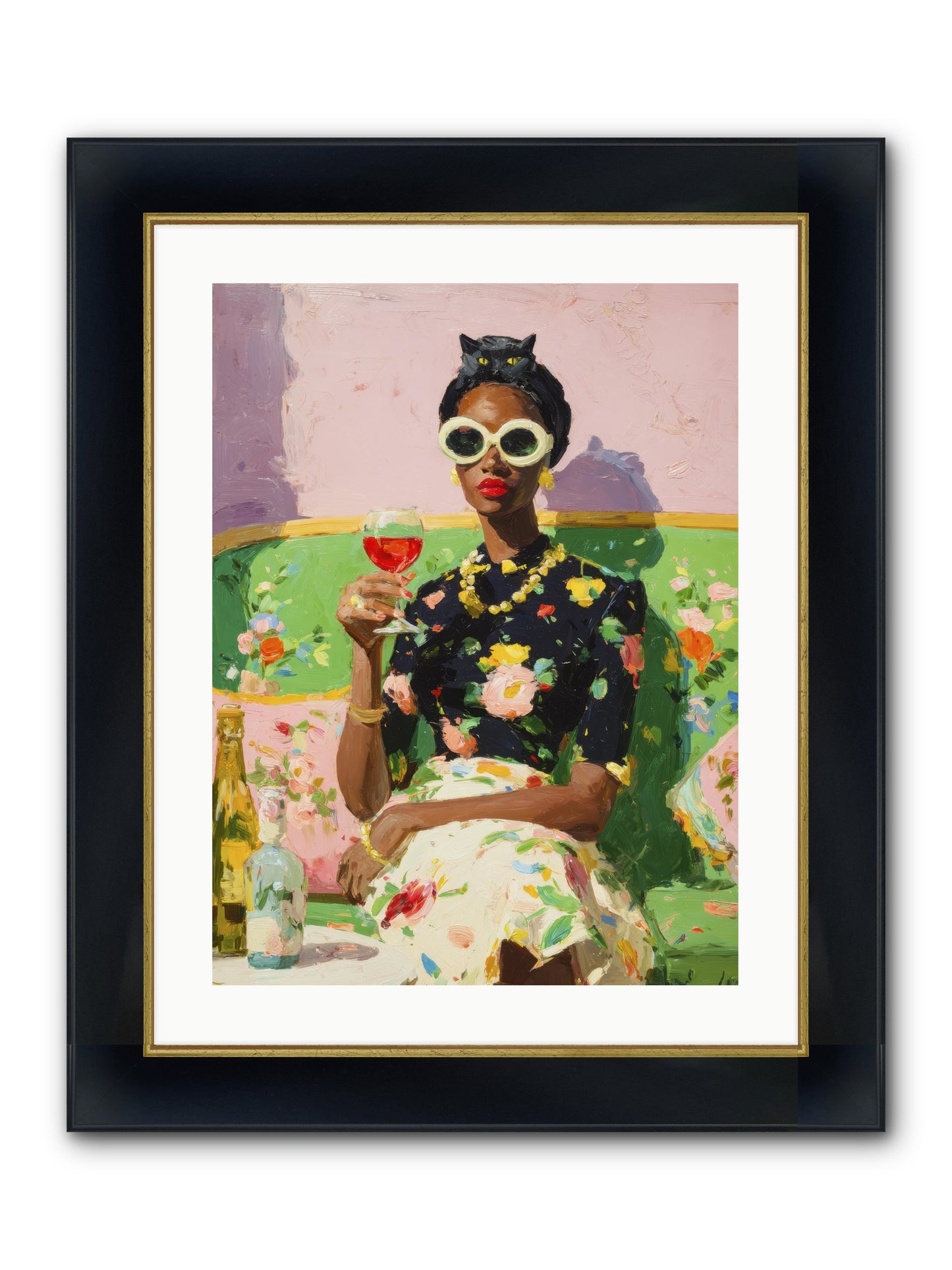 Summer With Her Shadow Framed Print - Wide Black w/Gold 18x24