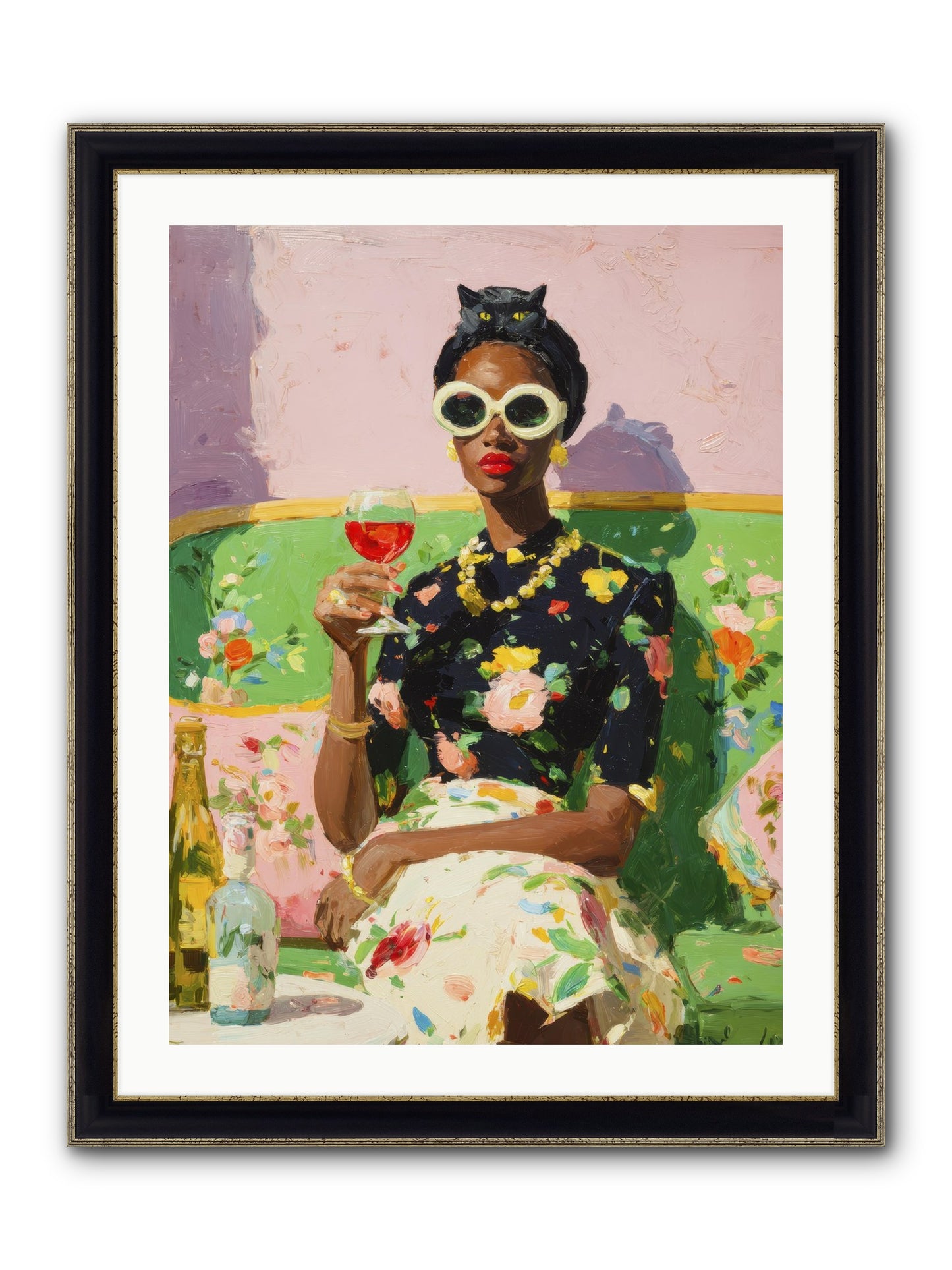 Summer With Her Shadow Framed Print - Black & Gold 24x32