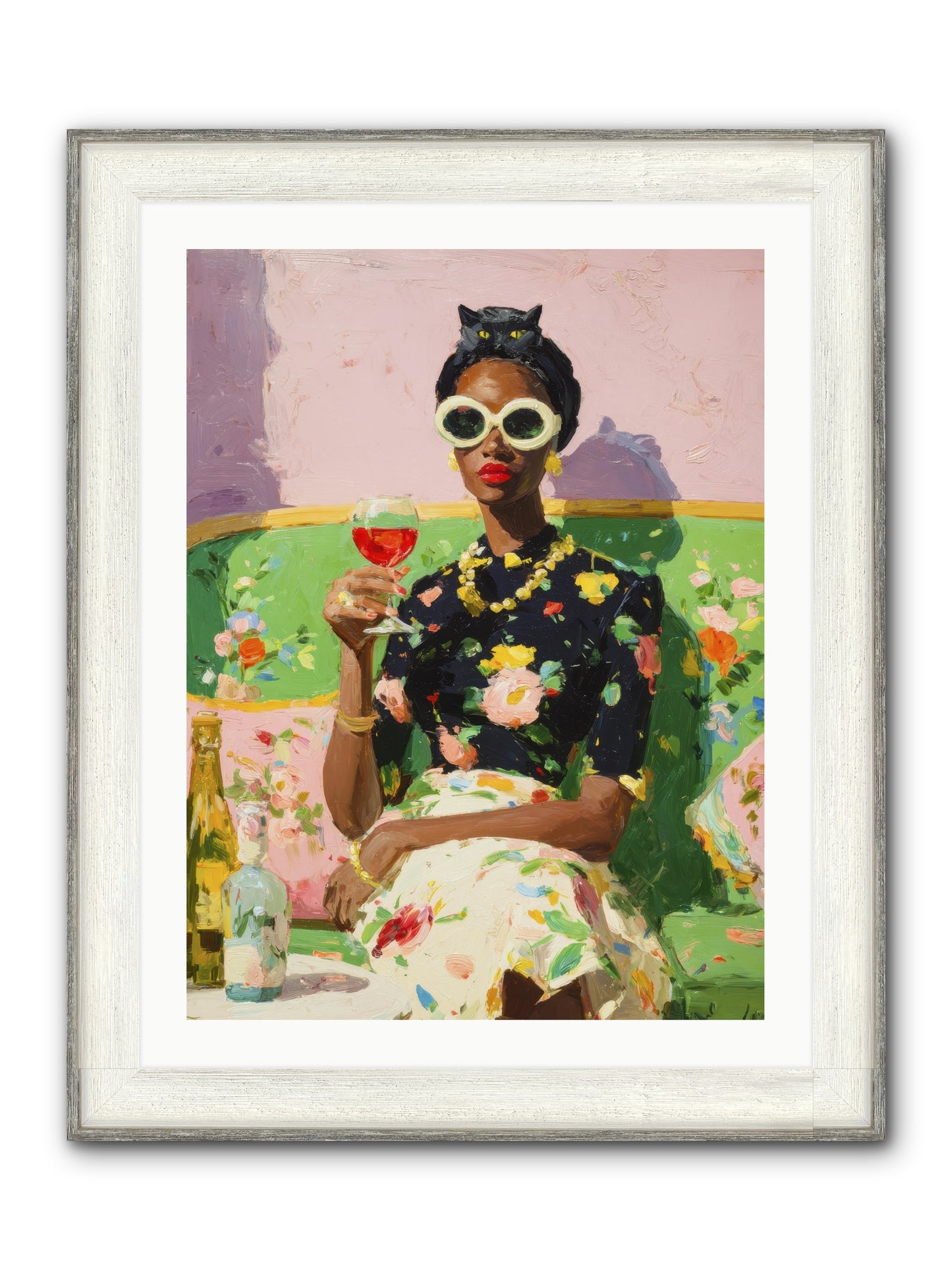 Summer With Her Shadow Framed Print - Driftwood White 24x32