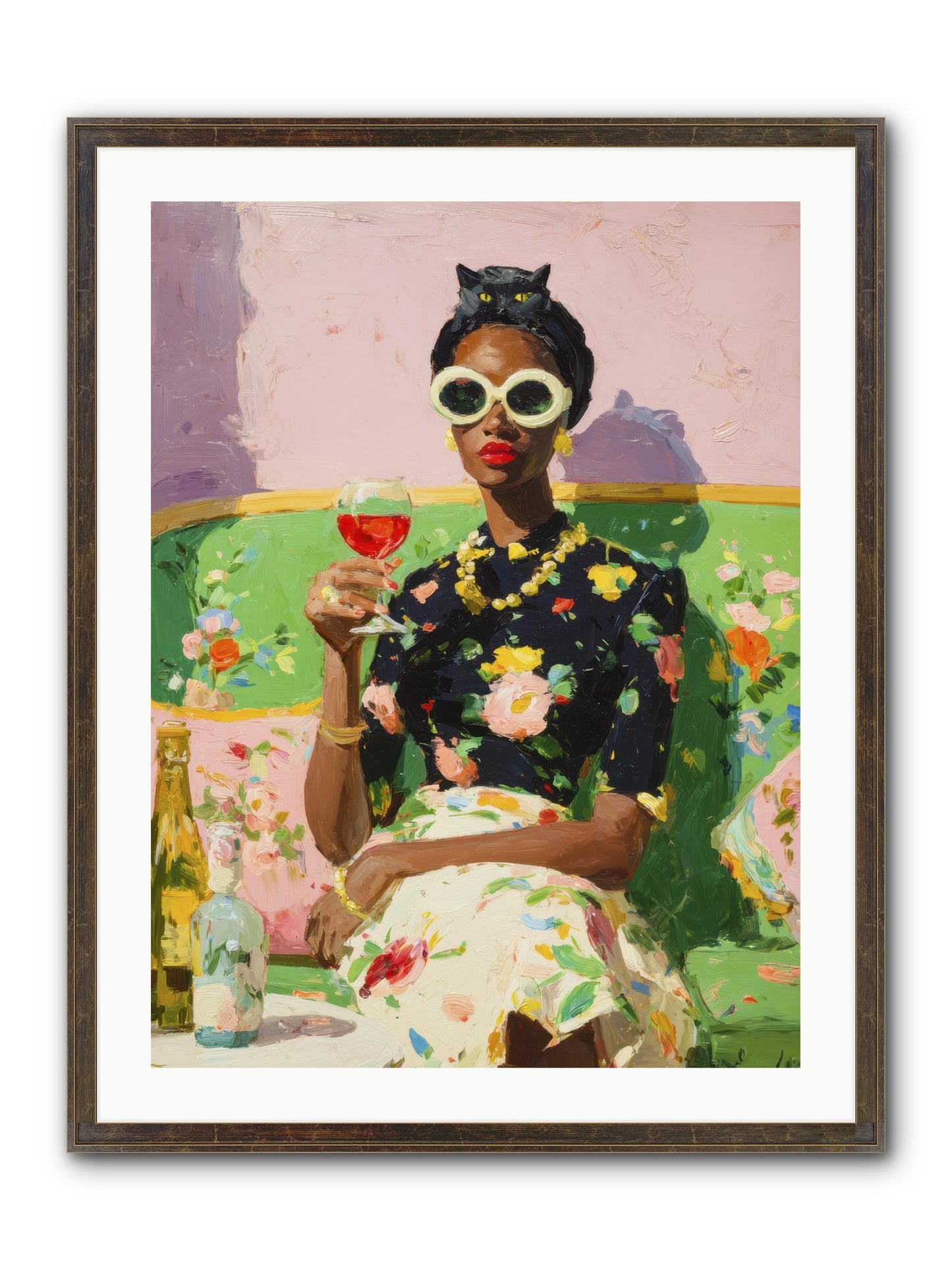 Summer With Her Shadow Framed Print - Slimwoods Black/Gold 24x32