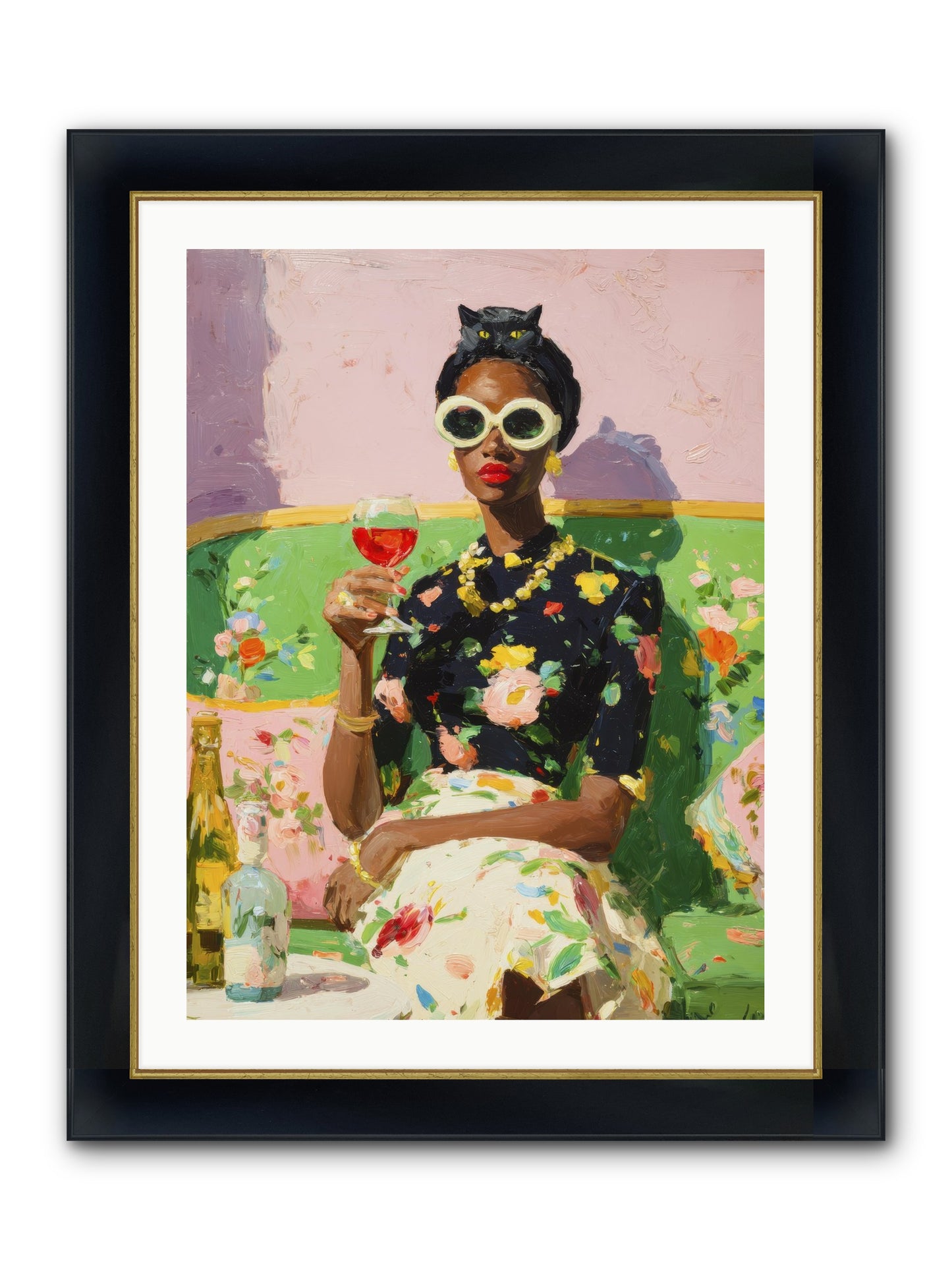 Summer With Her Shadow Framed Print - Wide Black w/Gold 24x32