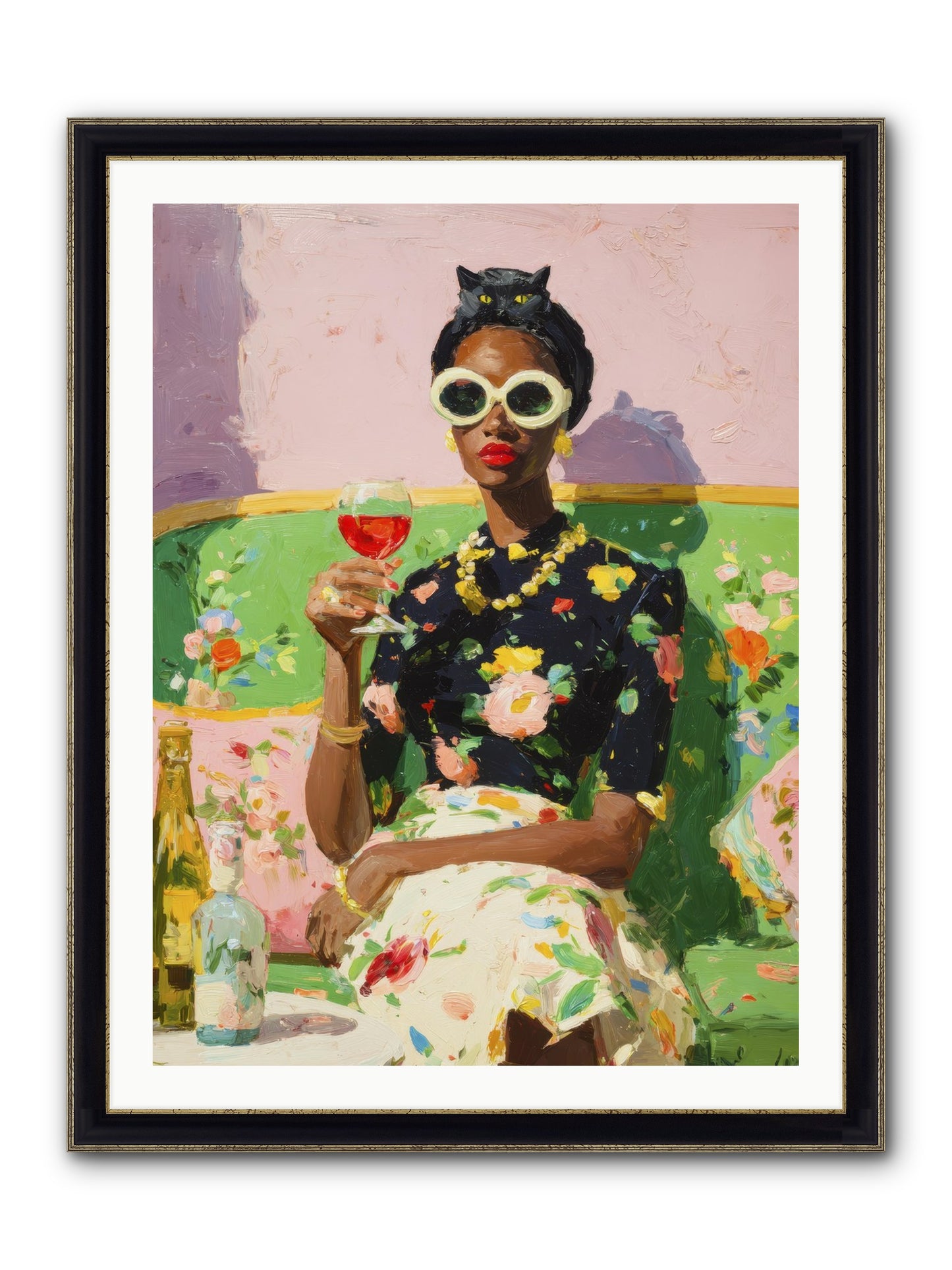 Summer With Her Shadow Framed Print - Black & Gold 30x40