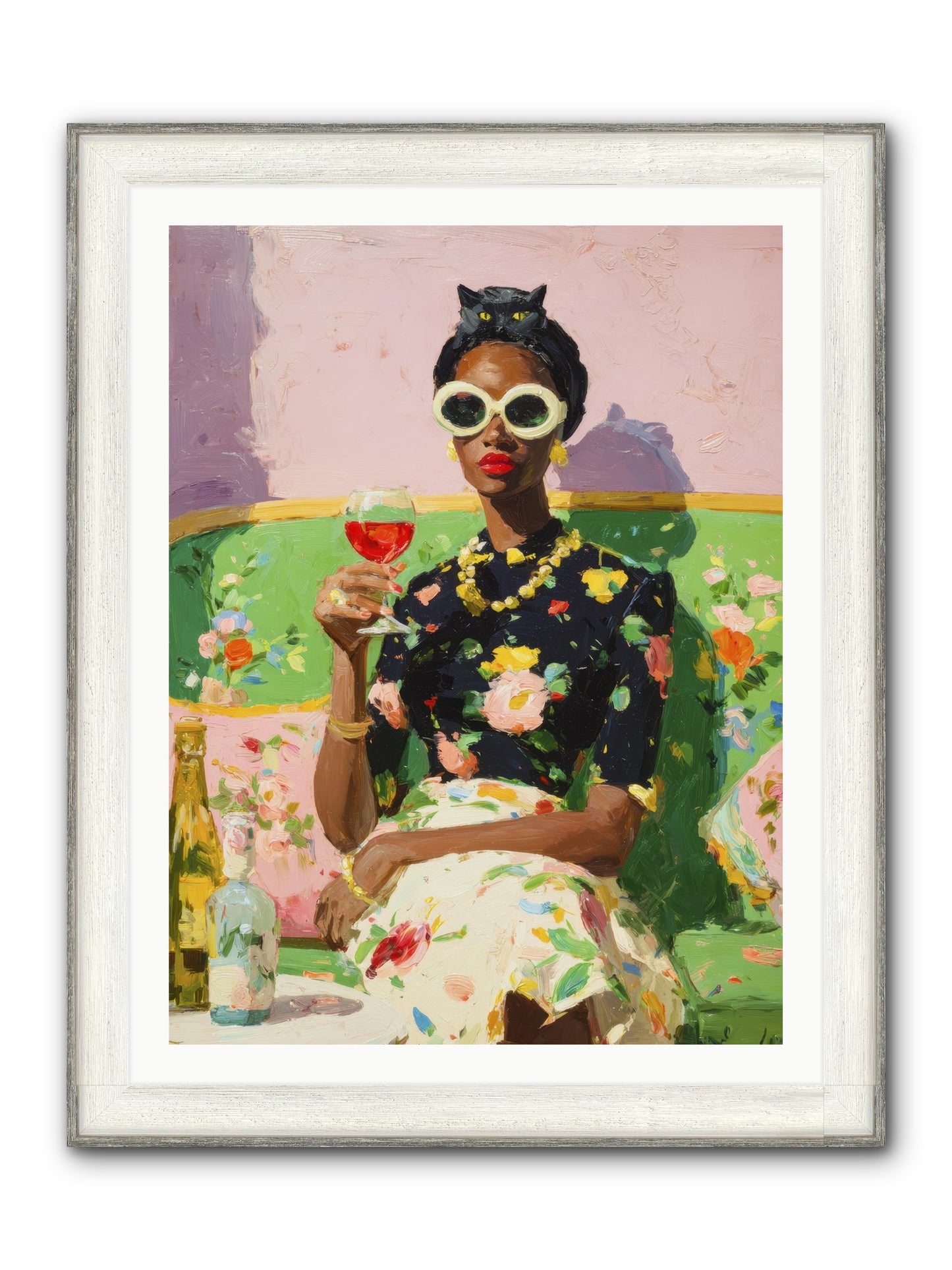 Summer With Her Shadow Framed Print - Driftwood White 30x40