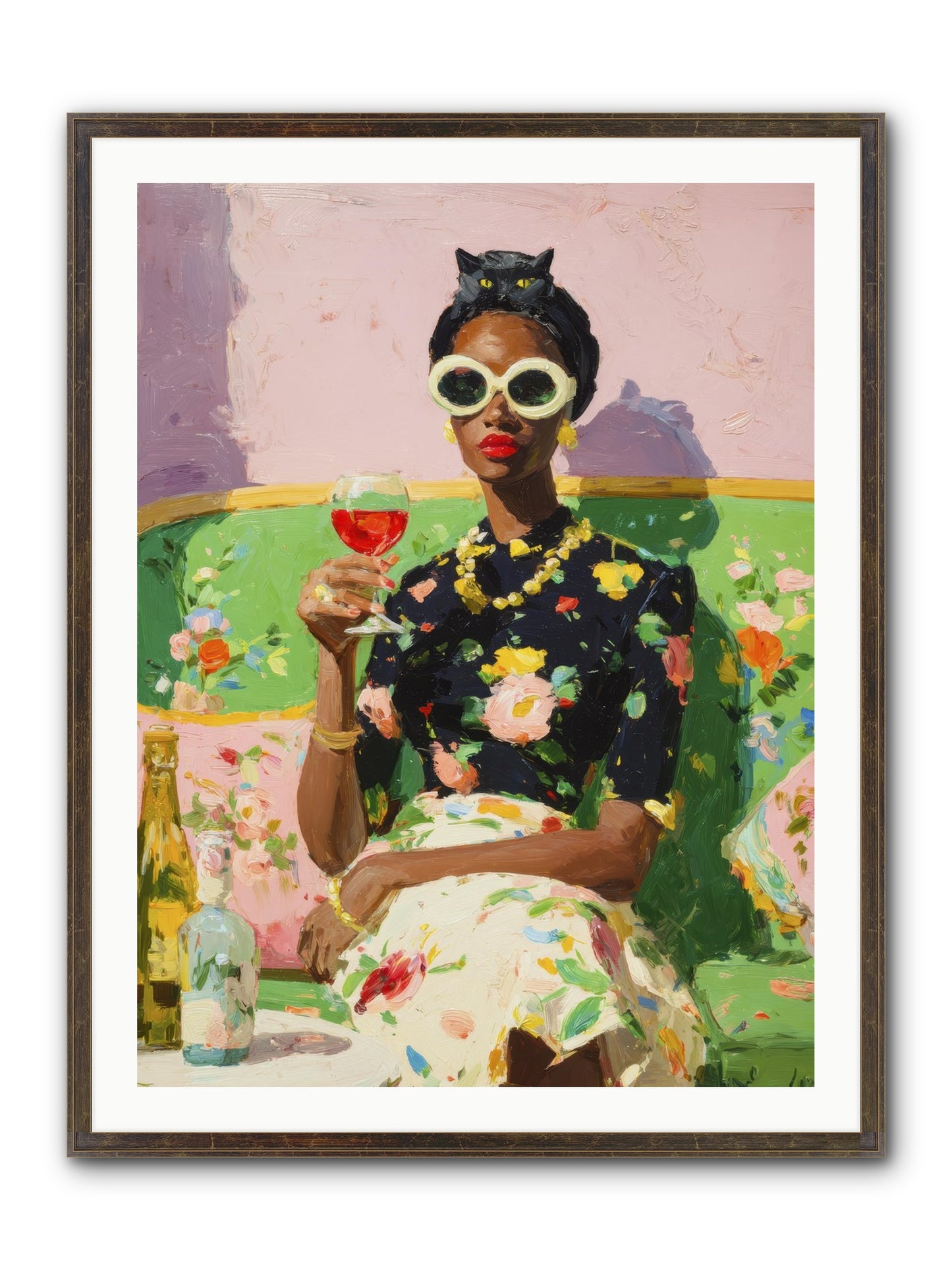 Summer With Her Shadow Framed Print - Slimwoods Black/Gold 30x40
