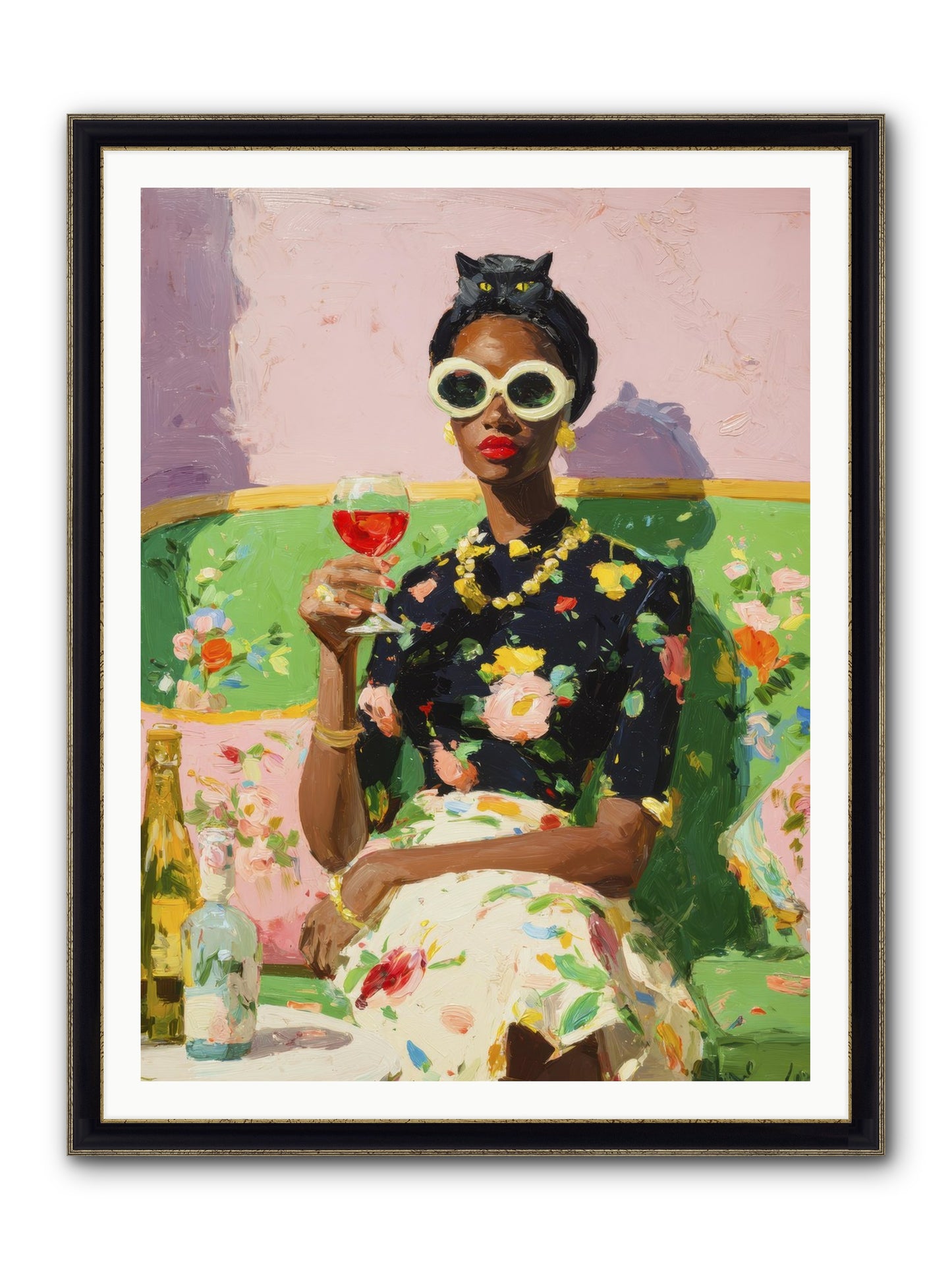 Summer With Her Shadow Framed Print - Black & Gold 36x48