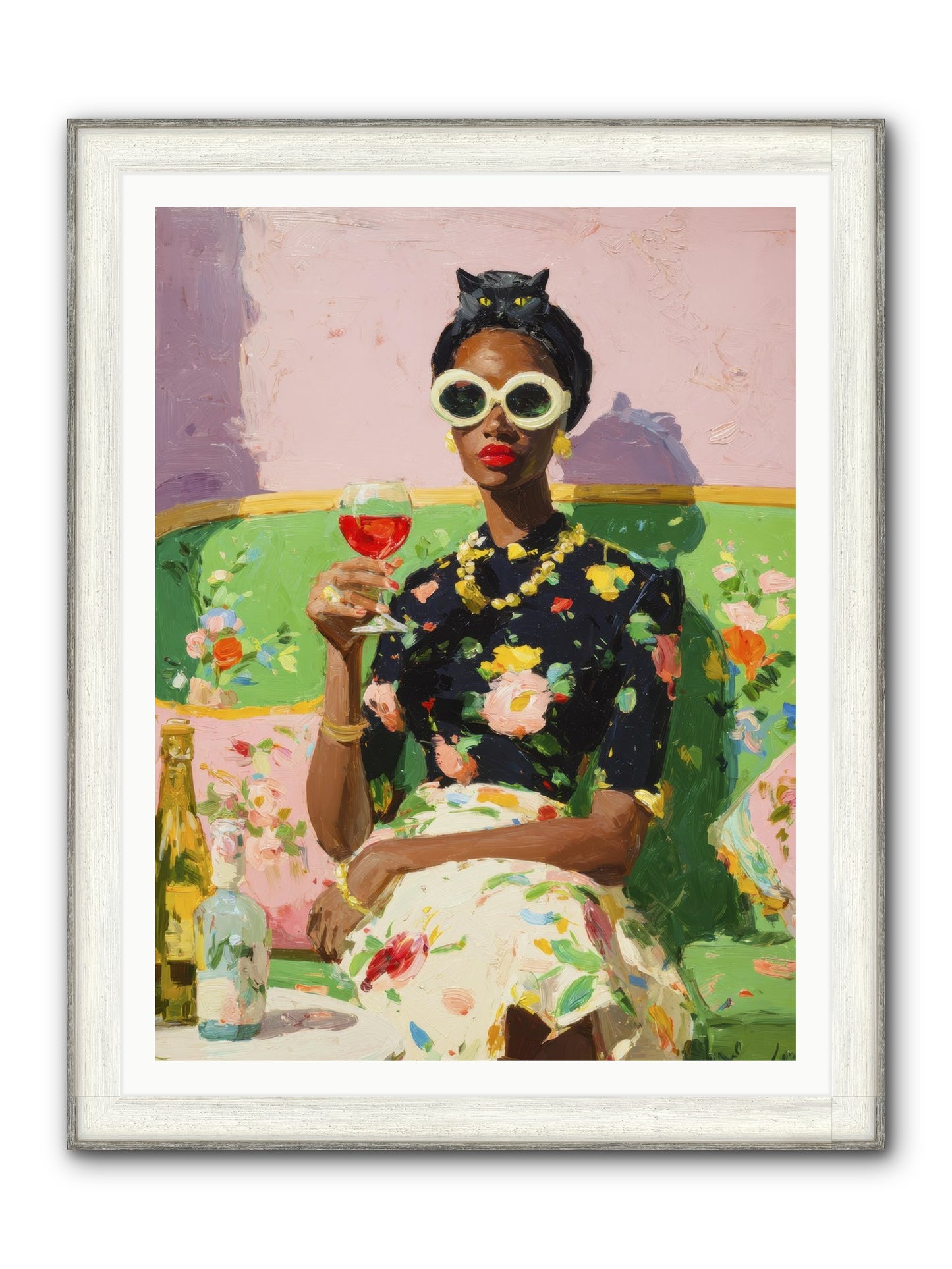 Summer With Her Shadow Framed Print - Driftwood White 36x48