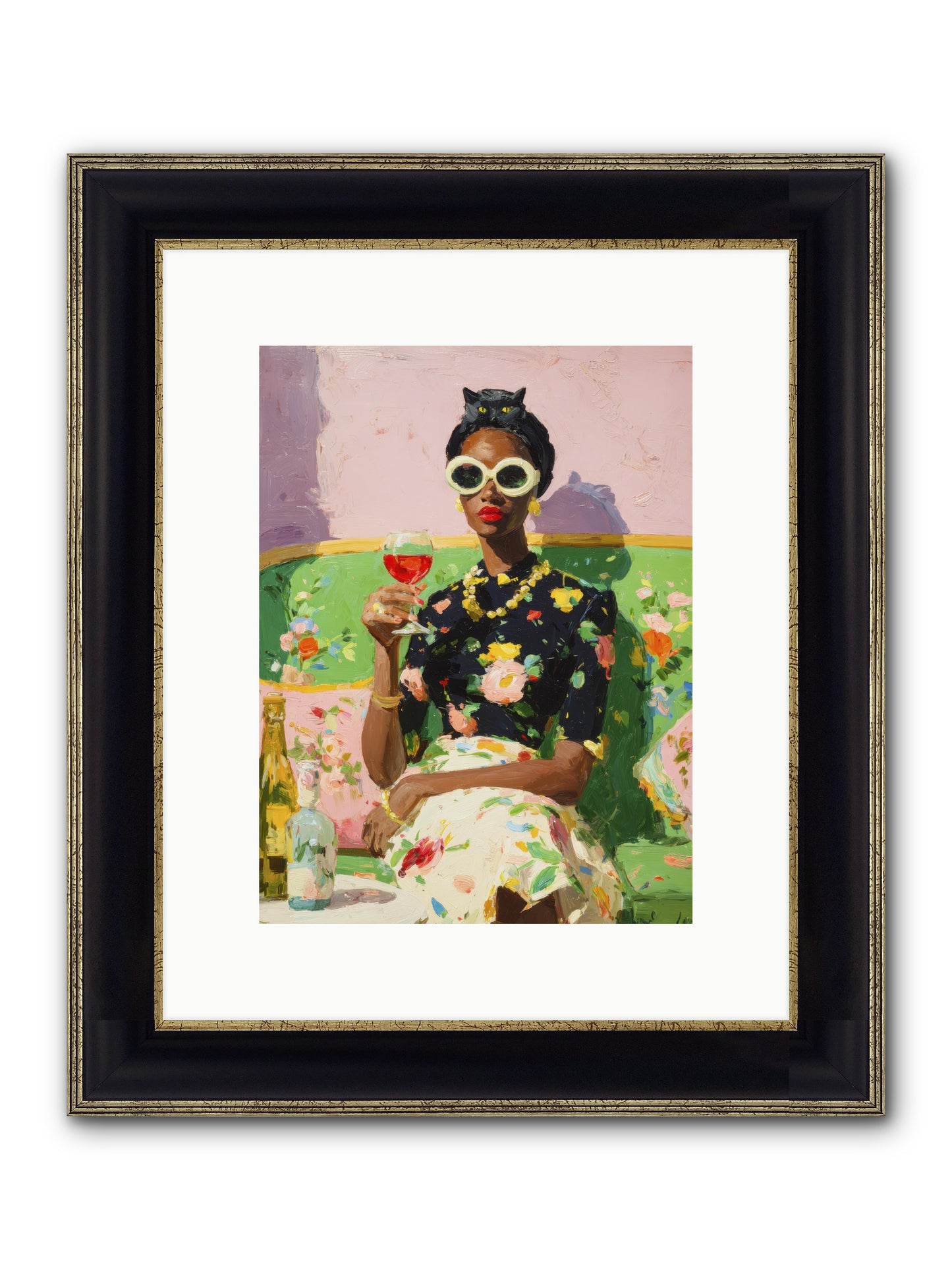 Summer With Her Shadow Framed Print - Black & Gold 9x12