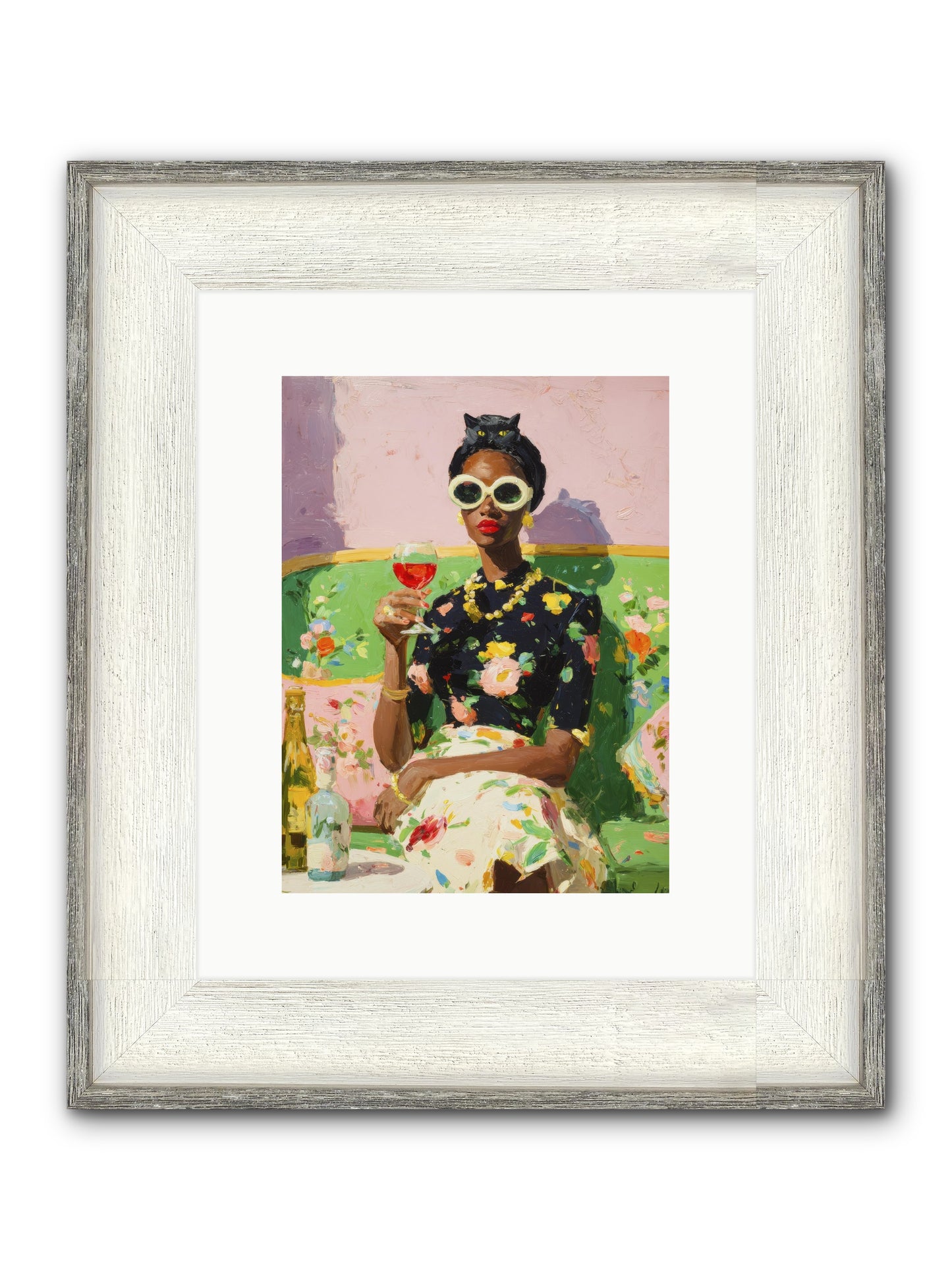 Summer With Her Shadow Framed Print - Driftwood White 9x12