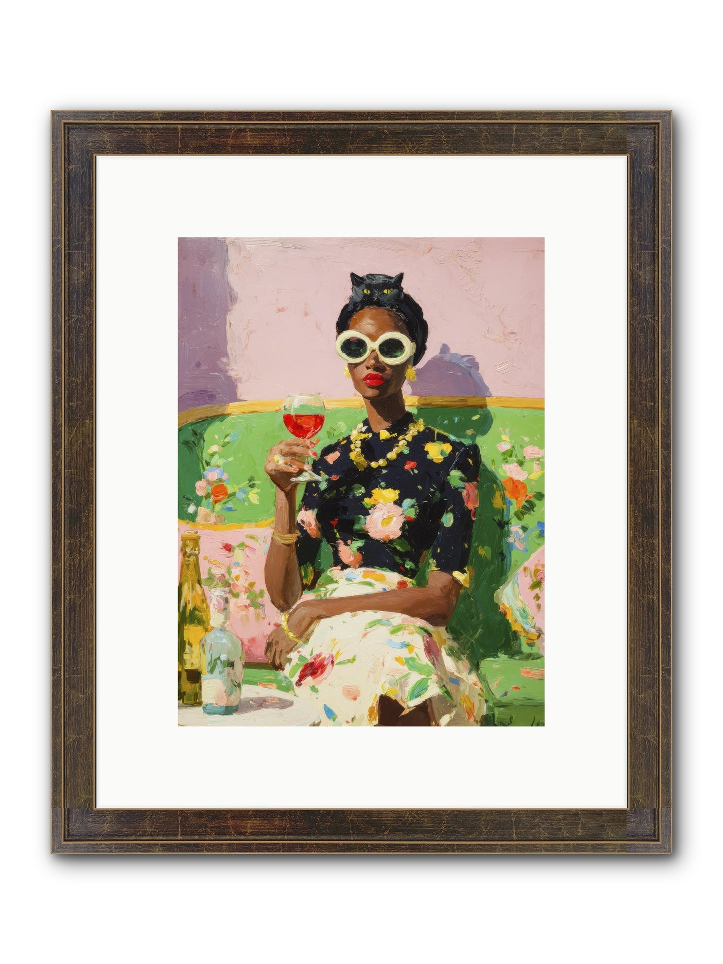 Summer With Her Shadow Framed Print - Slimwoods Black/Gold 9x12