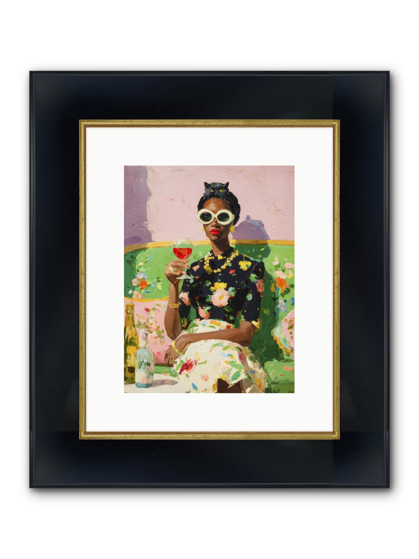 Summer With Her Shadow Framed Print - Wide Black w/Gold 9x12