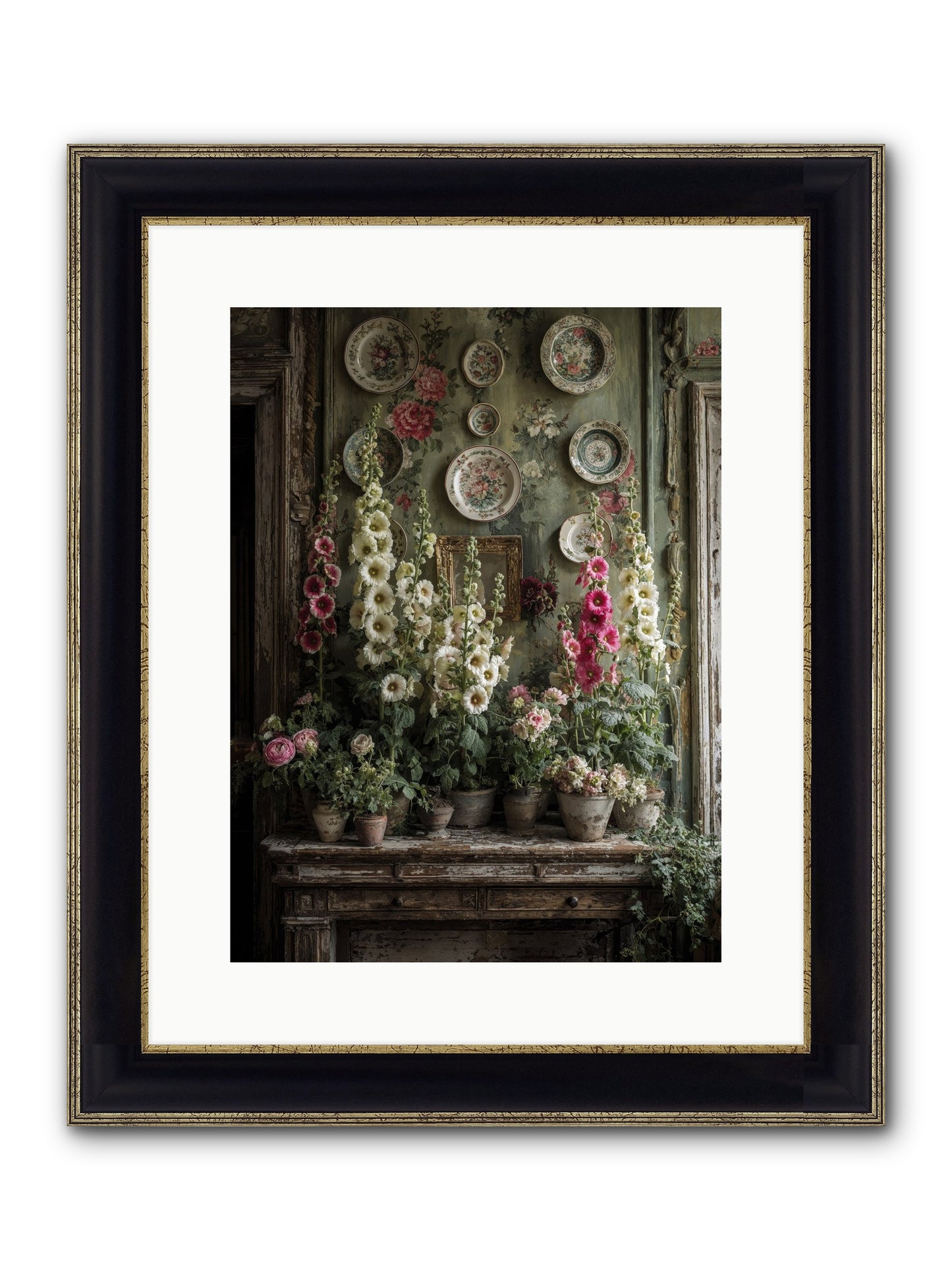 Summerhouse Framed Print - Black & Gold 12x16