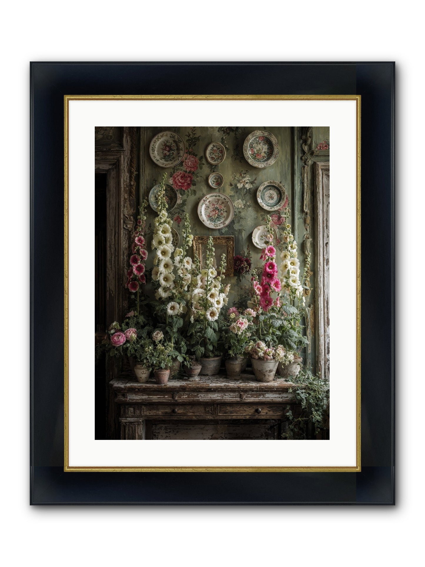 Summerhouse Framed Print - Wide Black w/Gold 18x24