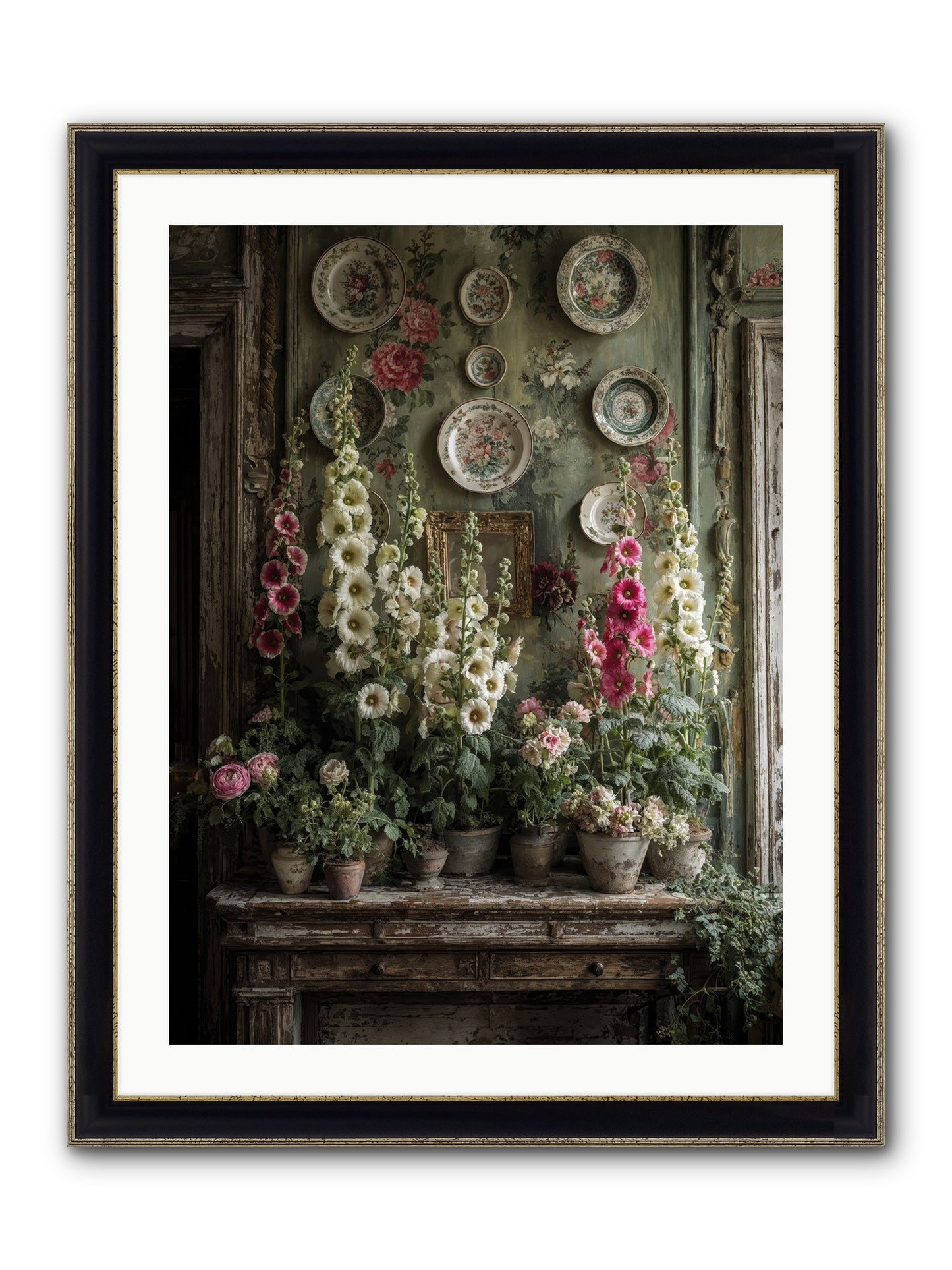 Summerhouse Framed Print - Black & Gold 24x32